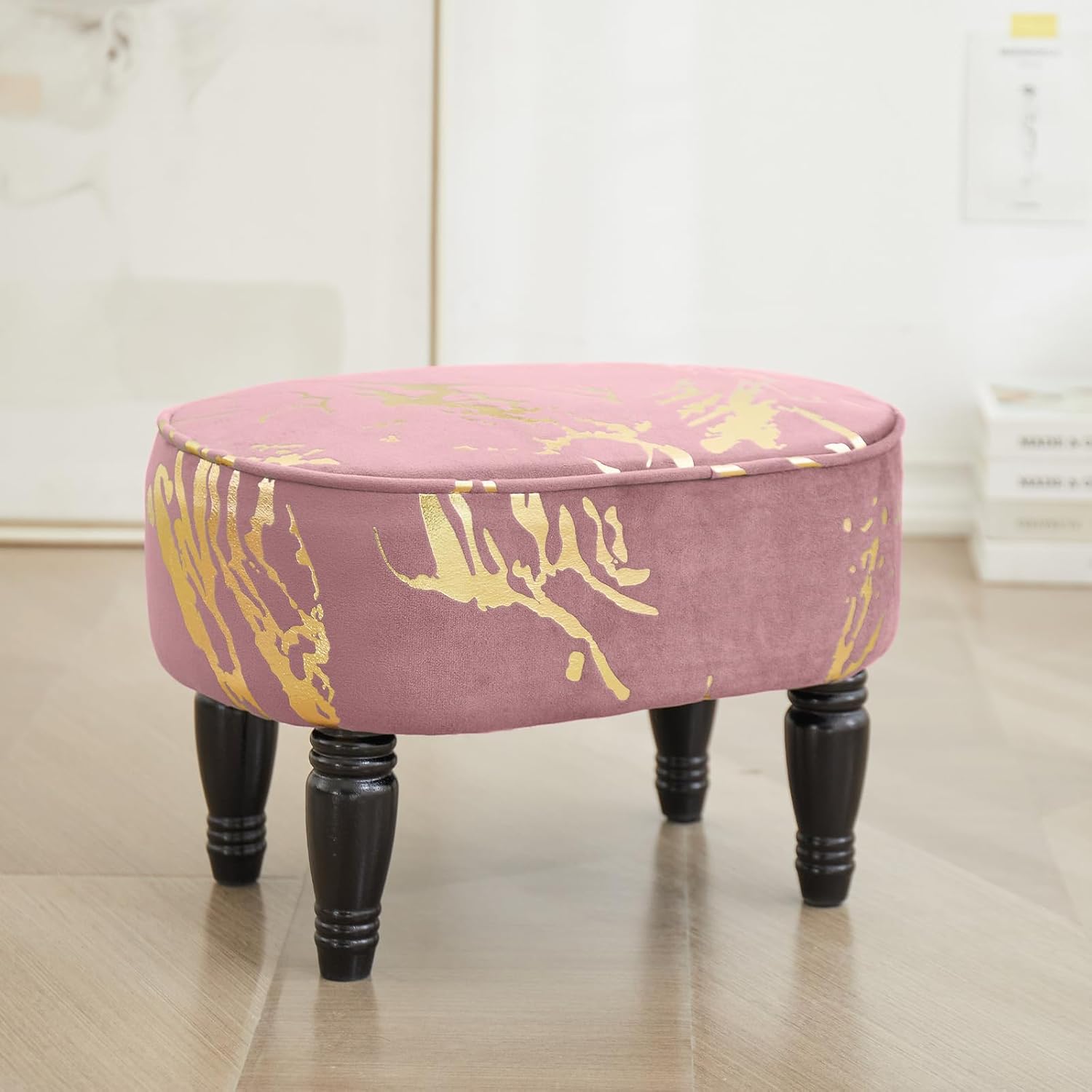 Leesingdo Small Footstool, Modern Velvet Ottoman Foot Rest