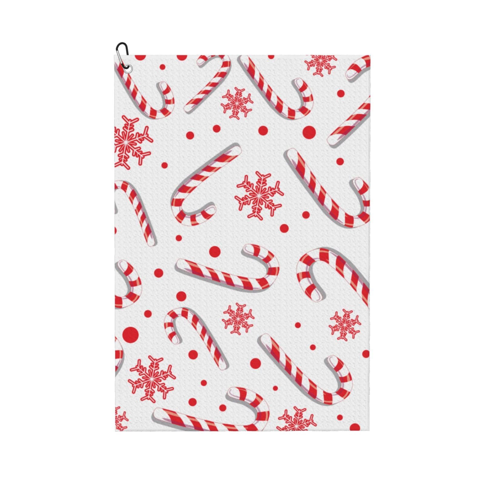 Hnnkloy Christmas Red Candy Cane, 16x24 in Portable Waffle Golf Towels with Carabiner Clip for Golf Bag
