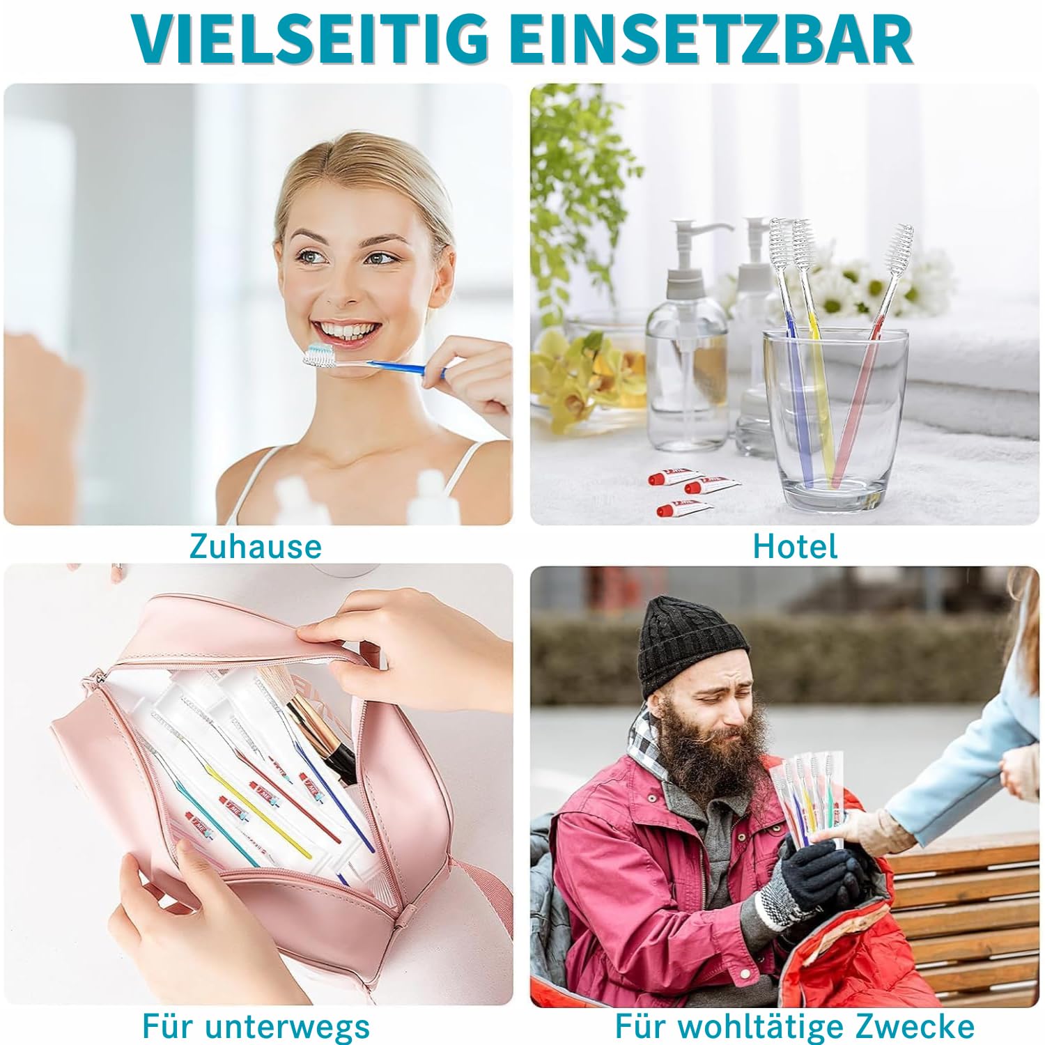 150 cepillos de dientes desechables con pasta de dientes, empaquetados individualmente higiénicamente, cepillos de dientes de viaje manuales con cerdas suaves para huéspedes del hotel, donaciones para
