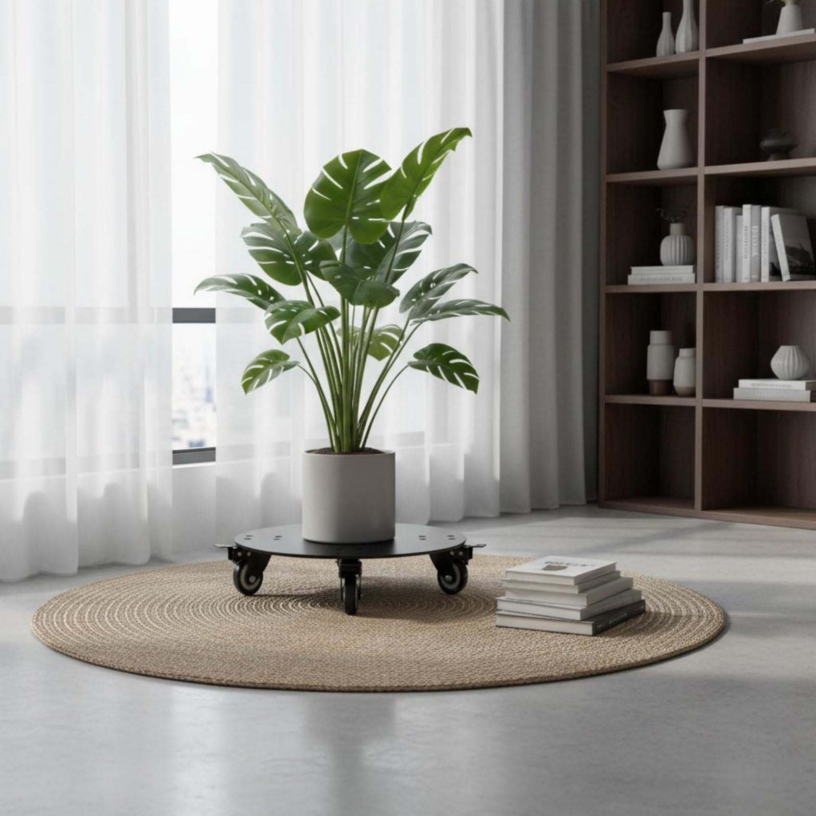 Plant Holder Carrello Trolley per Piante Supporto Portavaso Base Robusta in Metallo Ruote Antirumore con Freno Protezione da Ruggine E Acqua per, 14IN