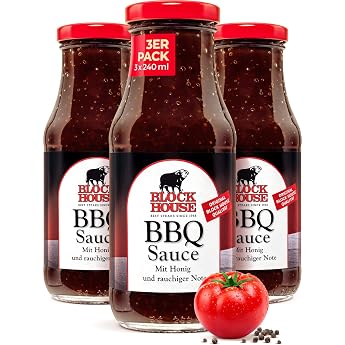 Block House Fine BBQ Sauce 3 x 240 ml for Meat or Fish - Restaurant Quality