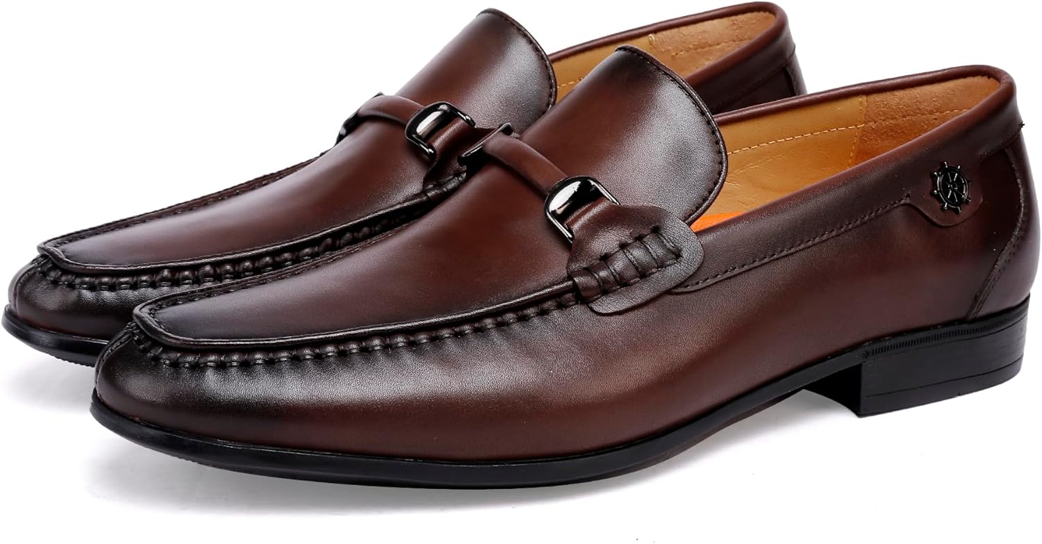 Mens Buckle Dress Shoes Loafers Classic Leather Business Dress Loafer Formal Slip On Penny Loafer Shoes - Image 6
