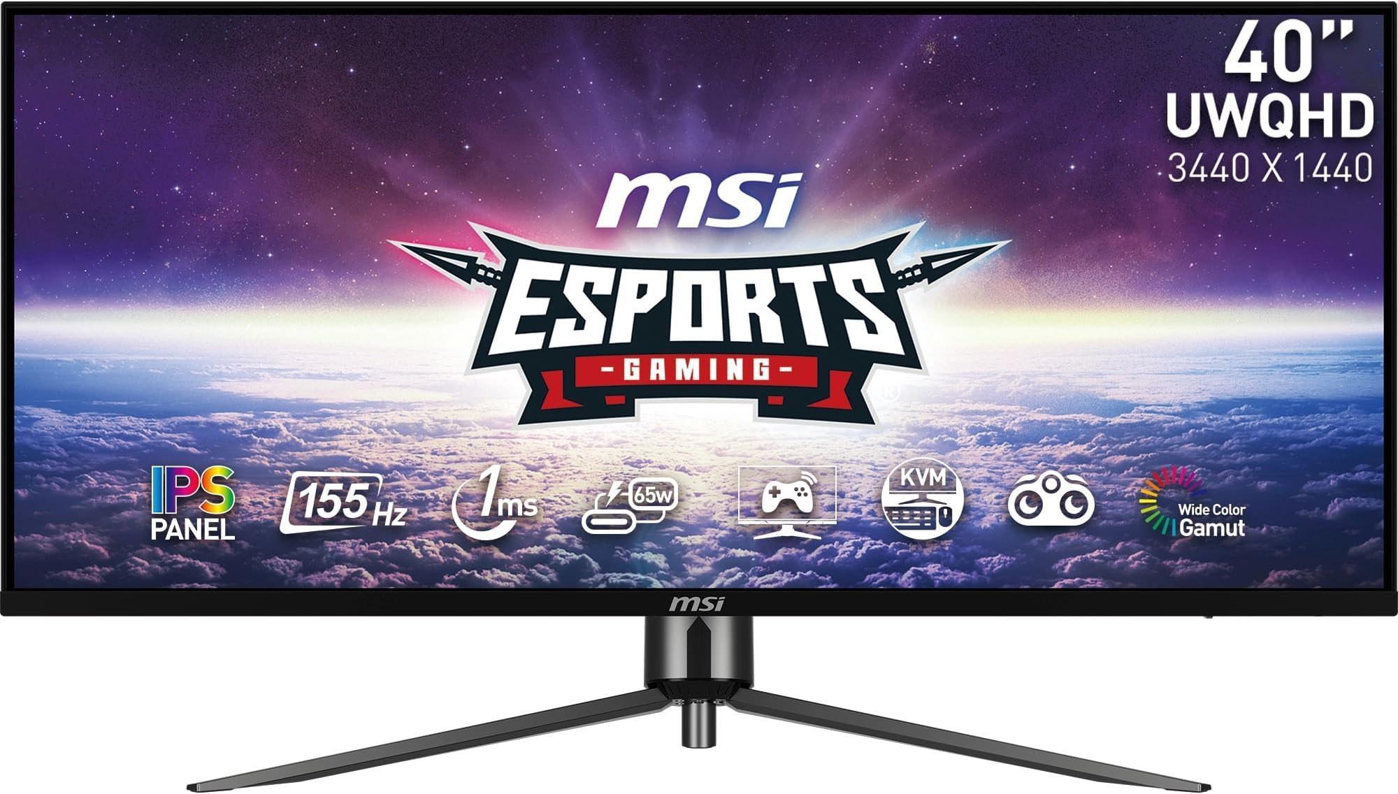 MSI MAG 401QR - 40 Inch UWQHD Esports Gaming Monitor - 3440 x 1440 IPS Panel, 155 Hz / 1ms, VESA - Display Port 1.4a & HDMI 2.0 & Type C Port