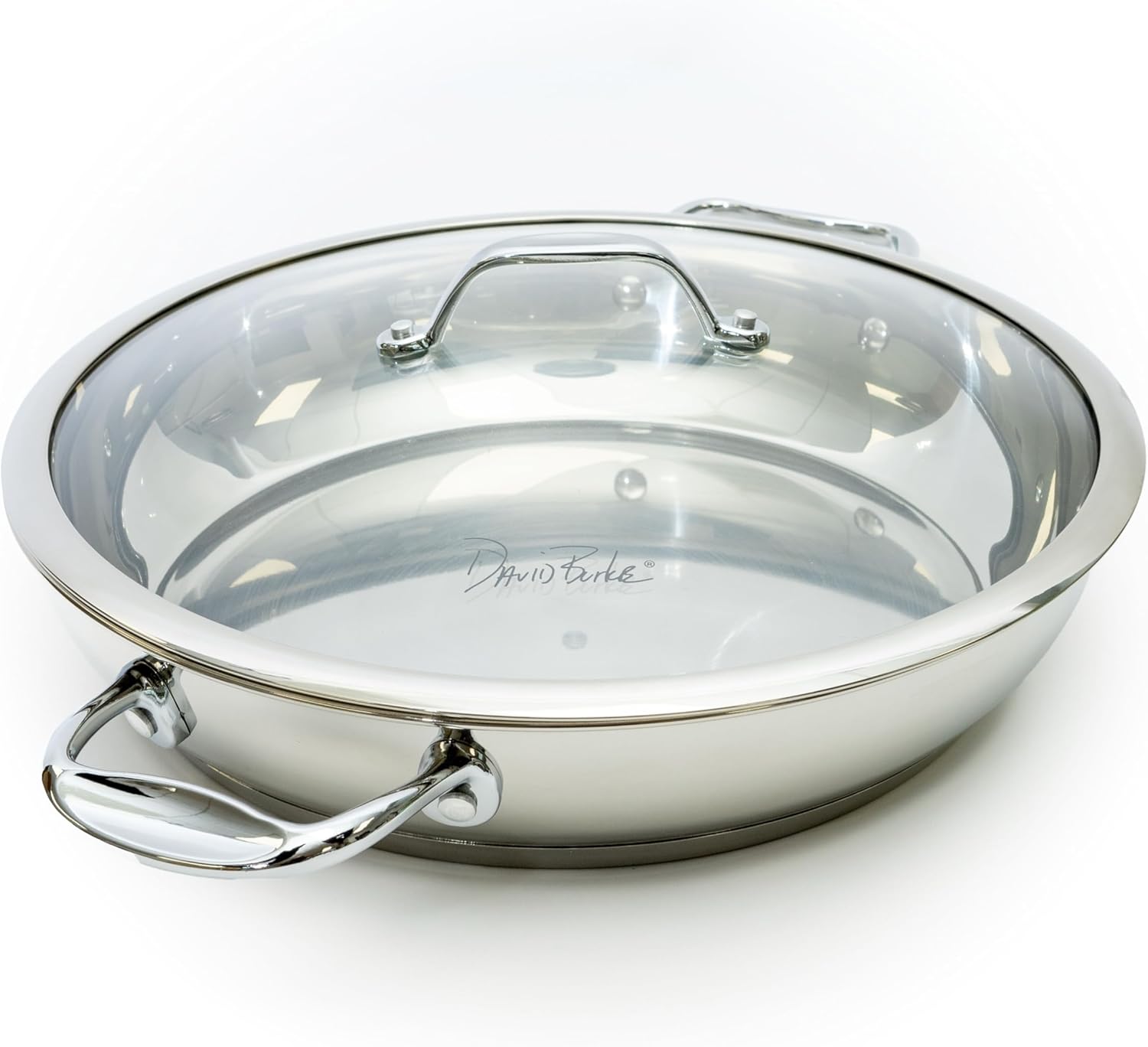 David Burke Splendor 12.5" Fry Pan – Thick Solid Steel Side Handles