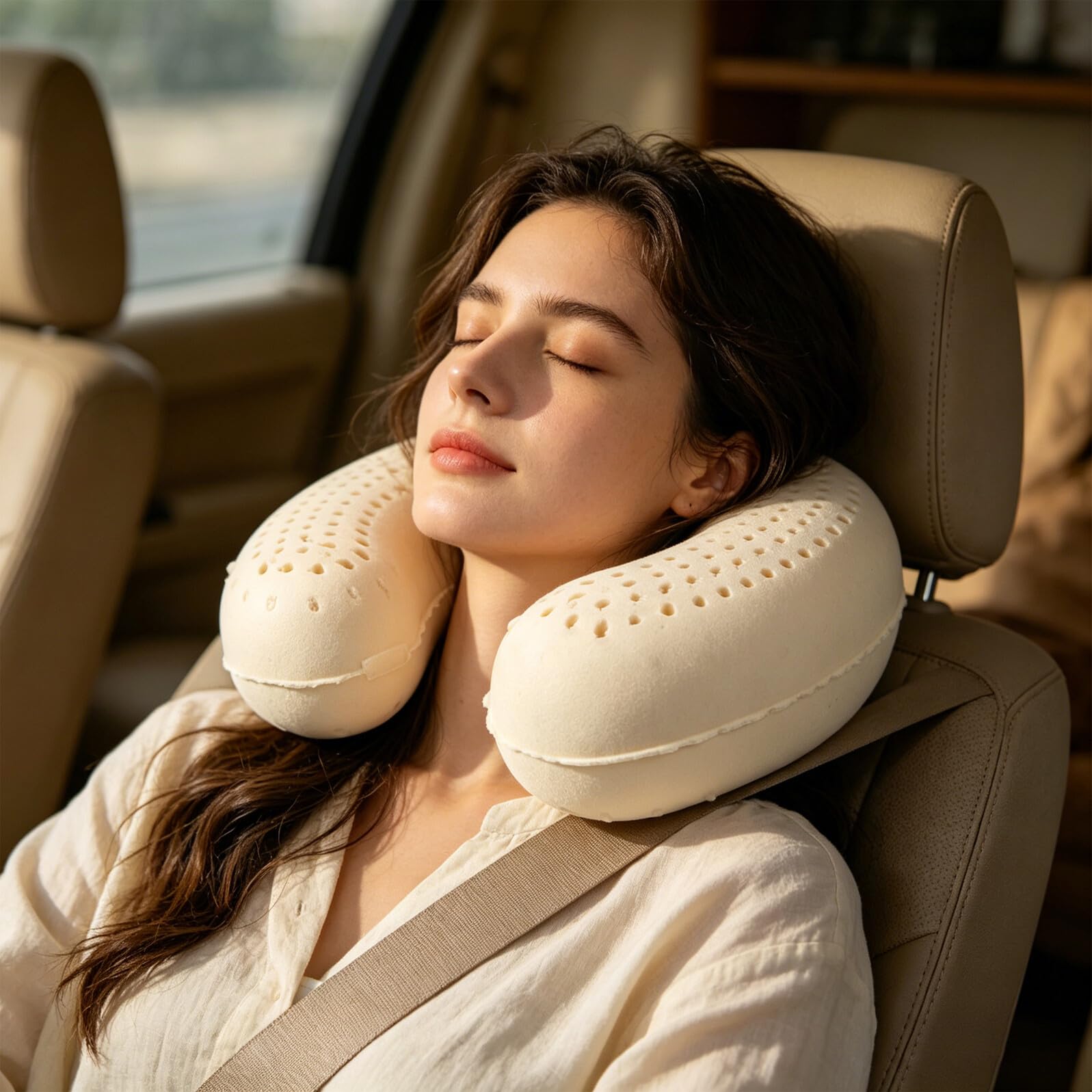 Alasum Cuscino da Viaggio Ergonomico in Lattice U Shape, Leggero e Traspirante, Supporto Cervicale per Viaggi e Spostamenti su Strada