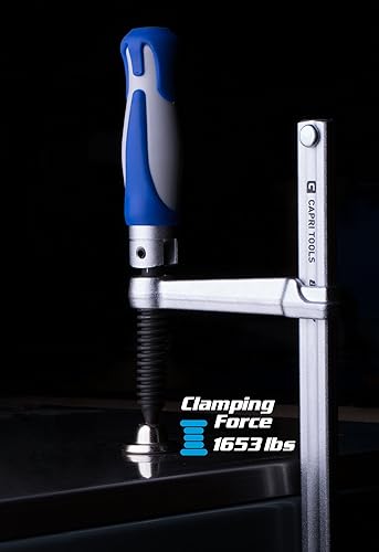 Miniatura 9 de Capri Tools Abrazadera de barra de acero de 16 pulgadas con mango ergonómico plegable, profundidad de garganta de 6-78 pulgadas, fuerza de sujeción