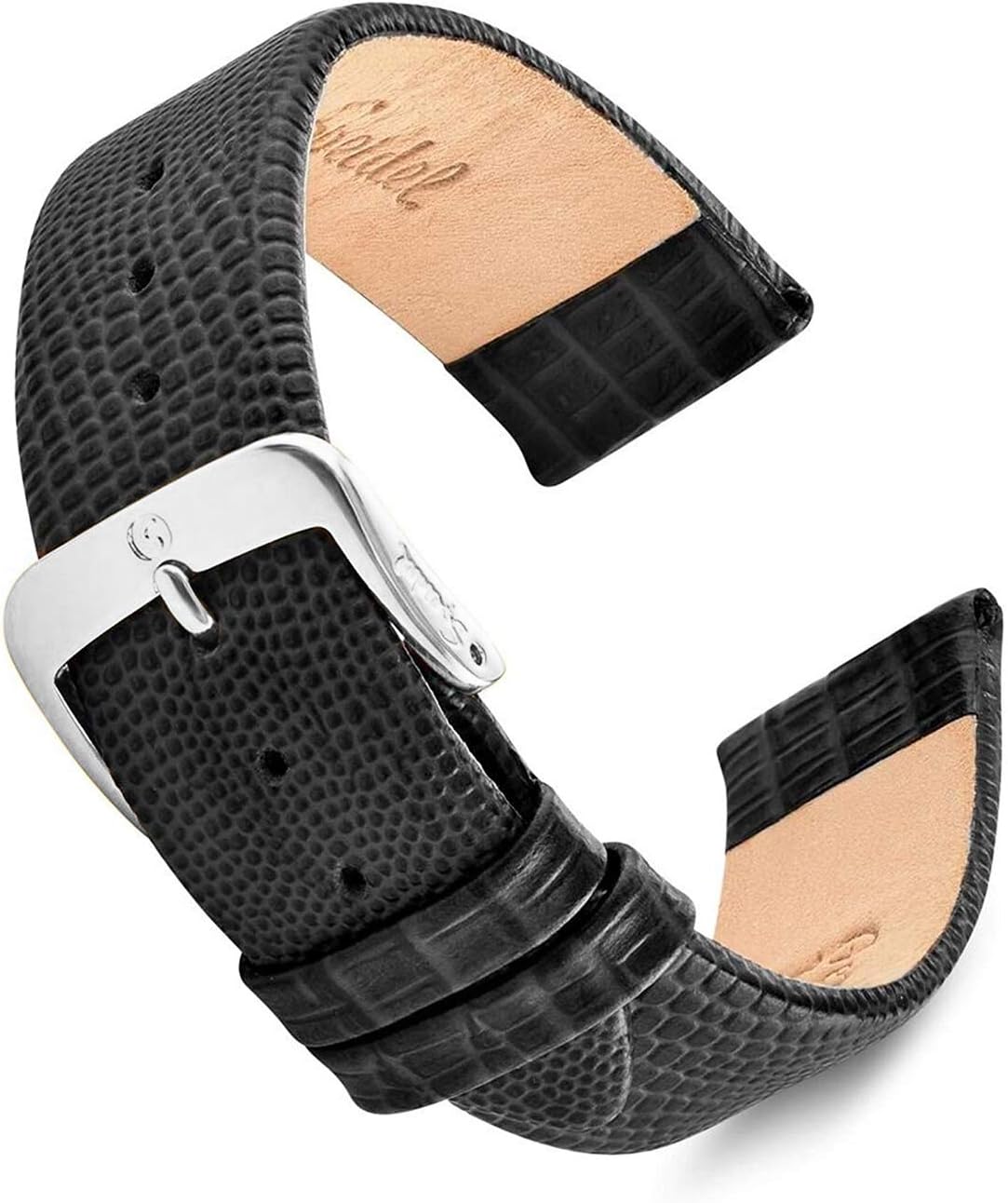 Speidel Genuine Leather Watch Band 16mm,17Speidel Genuine Leather Aligator Grain Watch Band with Stainless Steel Buckle, Black or Brown, Available in 16mm, 18mm, 19mm, 20mm, 22mm Strap Widths