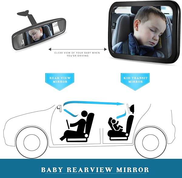 Baby Car Mirror, DARVIQS Car Seat Mirror, Safely Monitor Infant Child in Rear Facing Cars Seat, Wide View Shatterproof Adjustable Acrylic 360°for Backseat, Crash Tested and Certified for Safety - 4