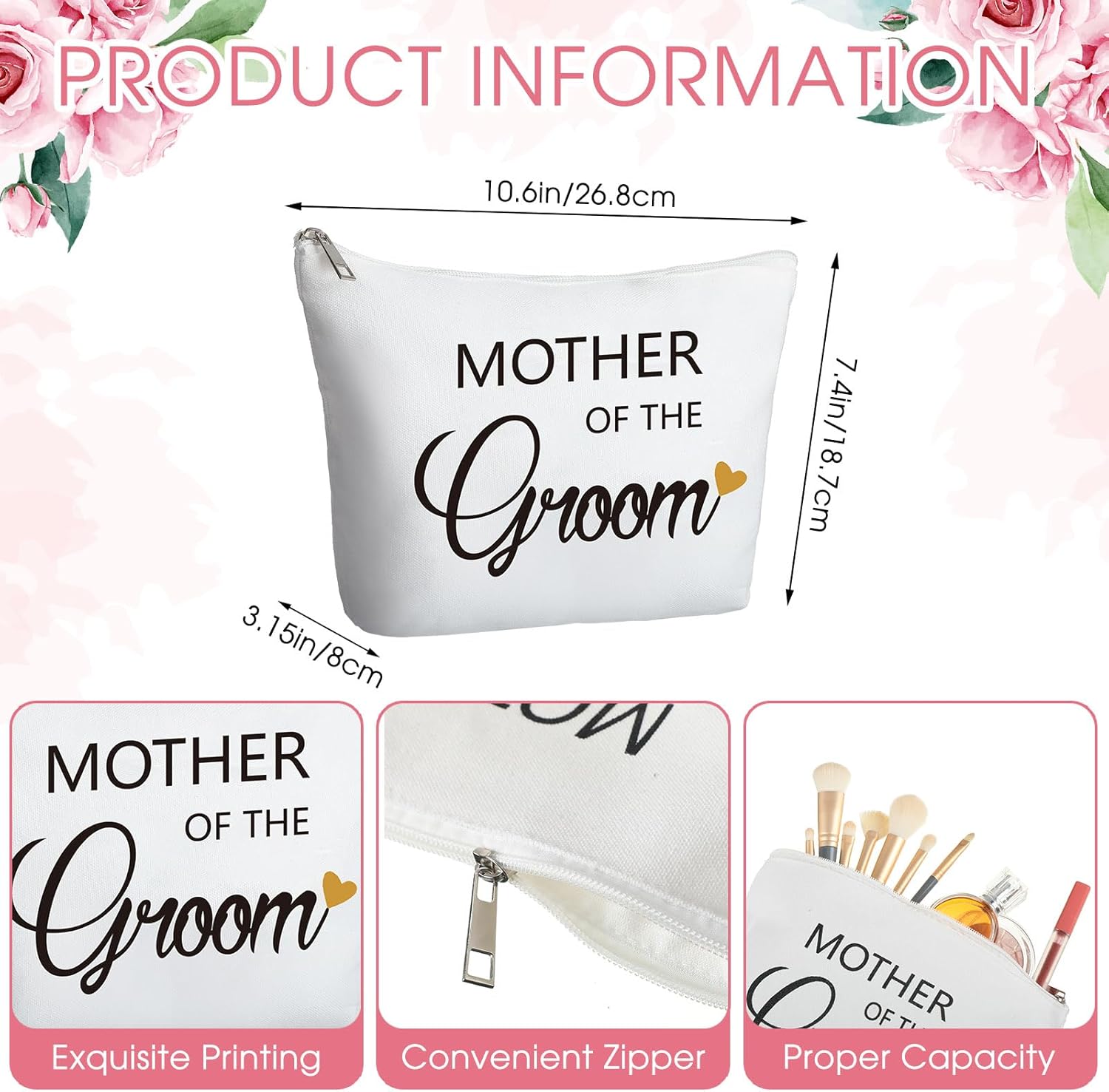 Tudomro 3Pcs Mrs Gift Mother of the Groom Bridal Shower Wedding Gift Tote Bag Makeup Pouch Travel Tumbler(Elegant Style) - Image 6