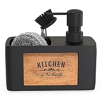 CHILL HOUSE Porta Sapone Cucina Nero – Dispenser Sapone Cucina con Porta Spugna – Dosatore Sapone Cucina – Dosatore Detersivo Piatti – Soap Dispenser – Portasapone Cucina – Dispenser Sapone Liquido