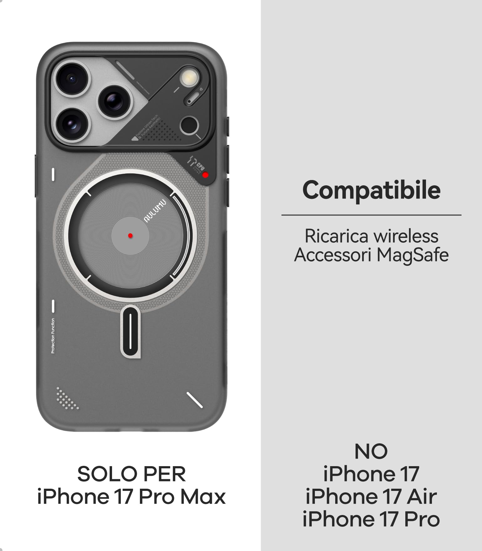 Aulumu A17 Cover Magnetica per iPhone 17 Pro Max Custodia Compatibile con Magsafe Cover con Tecnologia IMD e CoolHyper Termica, Touch V2 Camera Control, Antigraffio Protettiva Case, Bianco Traslucido