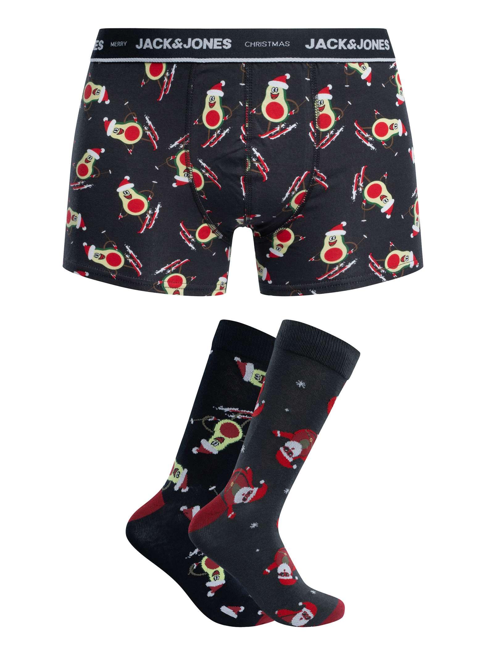 JACK & JONES Men's Jacxmas Avocado Giftbox Boxer Shorts, Dark Navy/Pack:Forest River-Dark Navy, L
