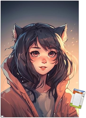 Miniatura 1 de Trends International Wumples - Póster de pared de anime Catgirl, 14.72 x 22.37 pulgadas, paquete de póster y montaje prémium
