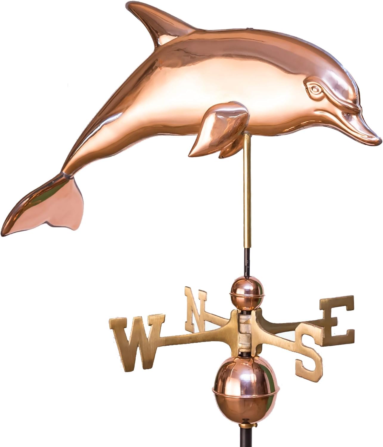 East Coast Weathervanes and Cupolas Dolphin Weathervane Polished Copper Patio