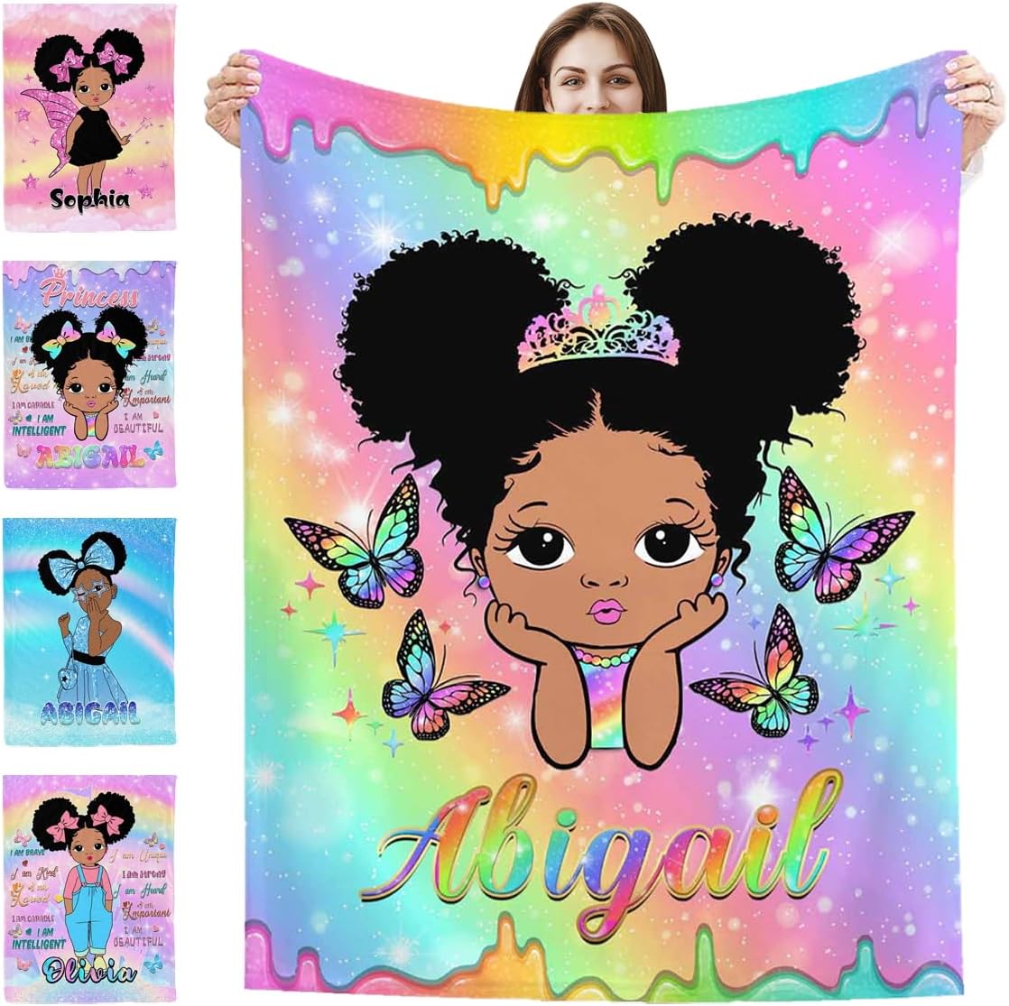 InterestPrint Custom Kids Name Blanket from Mom Dad
