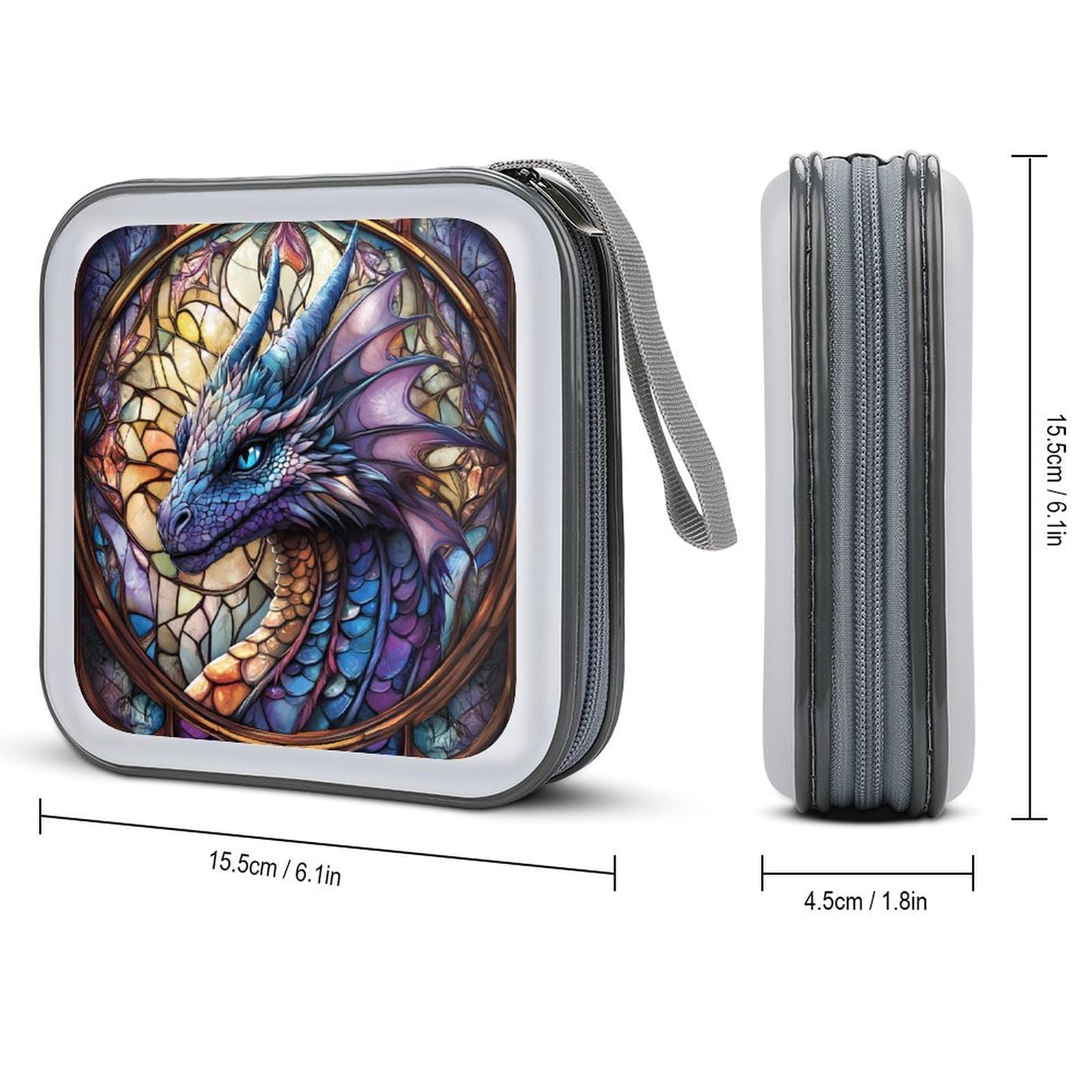 Purple Dragon CD Case Plastic DVD Case Holder Wallet Disc Storage Organizer for Car Travel