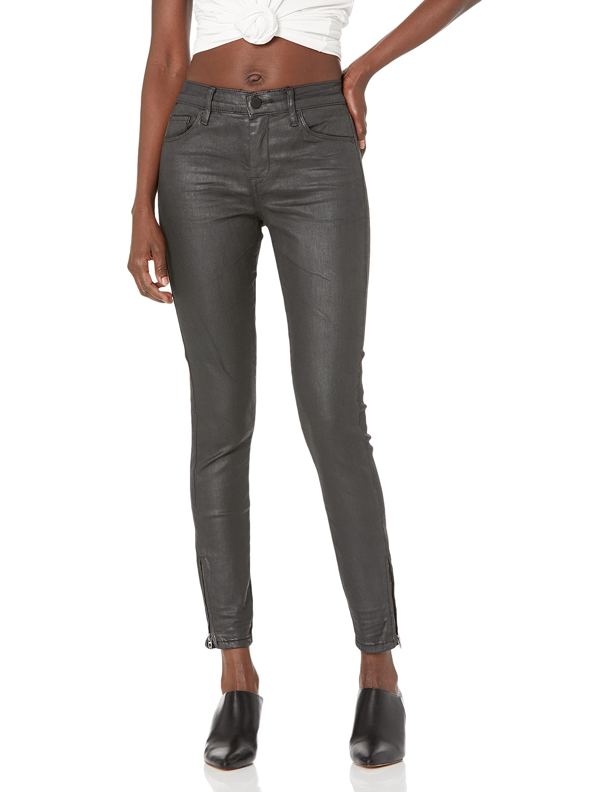 [BLANKNYC] Women's Smart Aleck Pants - Sustainable Ripped Knee Cropped Girlfriend Jeans