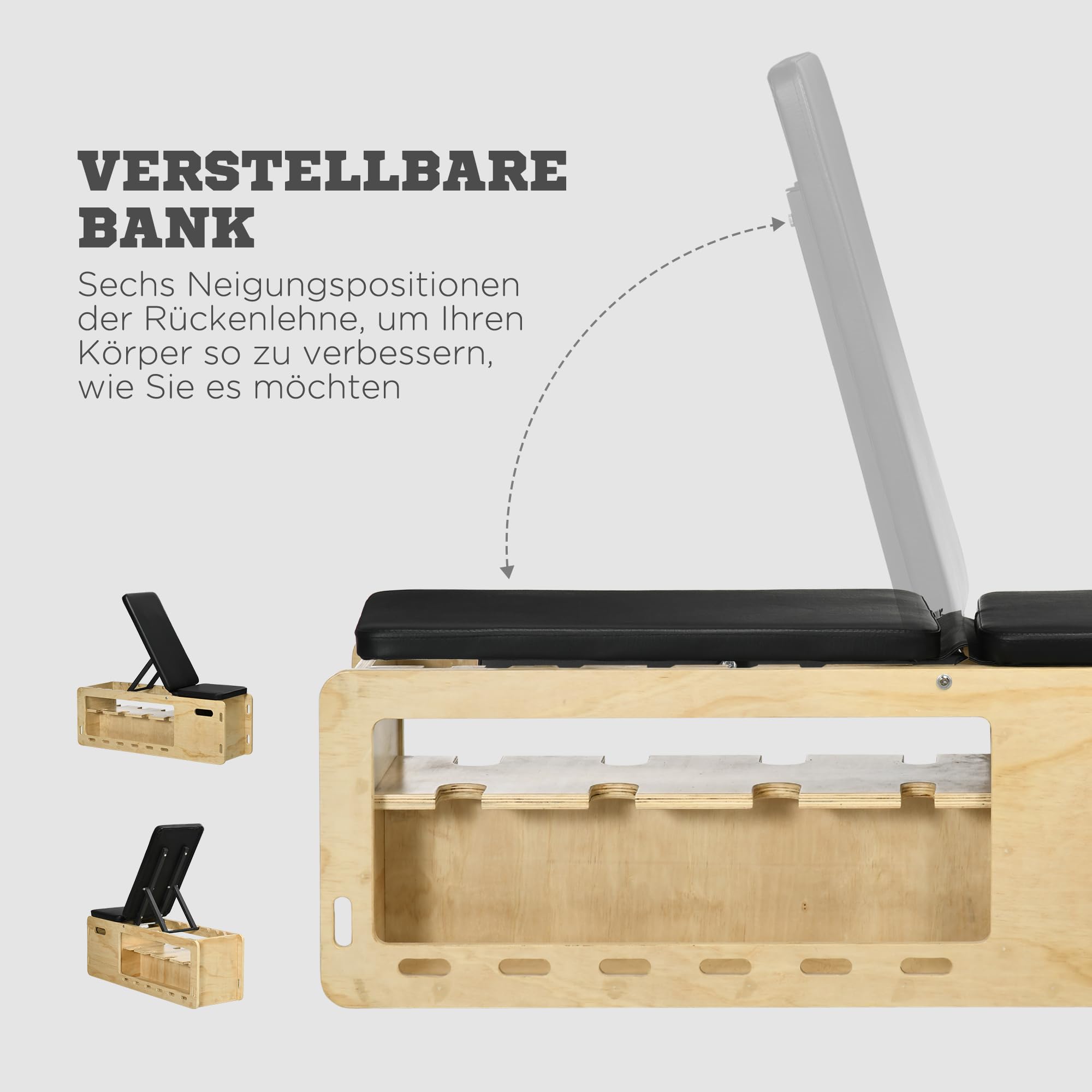 HOMCOM Hantelbank 2er-Set Liegestützgriffe mit Widerstandsbändern Natur