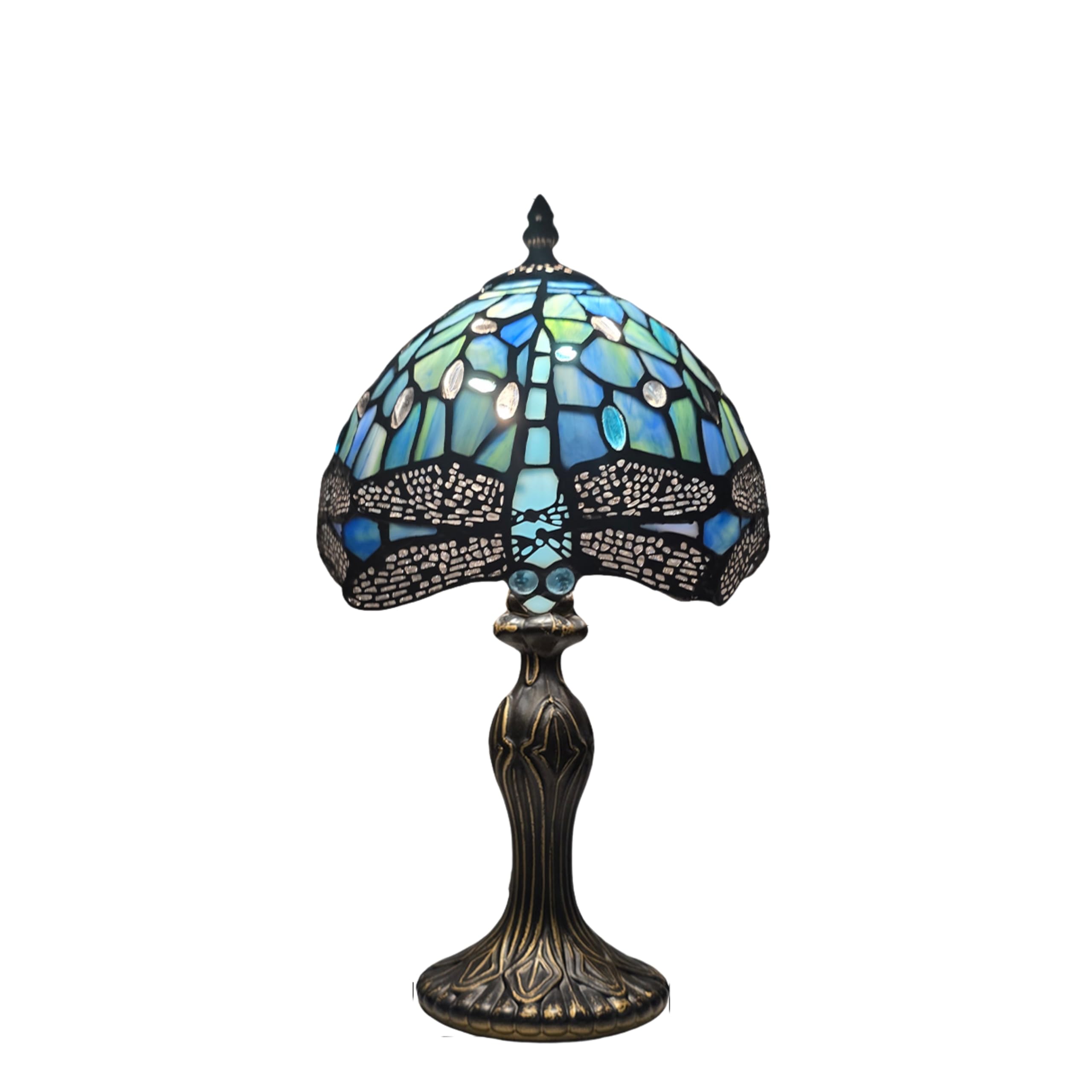 MaxSell 8 inches Tiffany Style Stained Glass Table Lamp – Handmade Vintage Bedside Light
