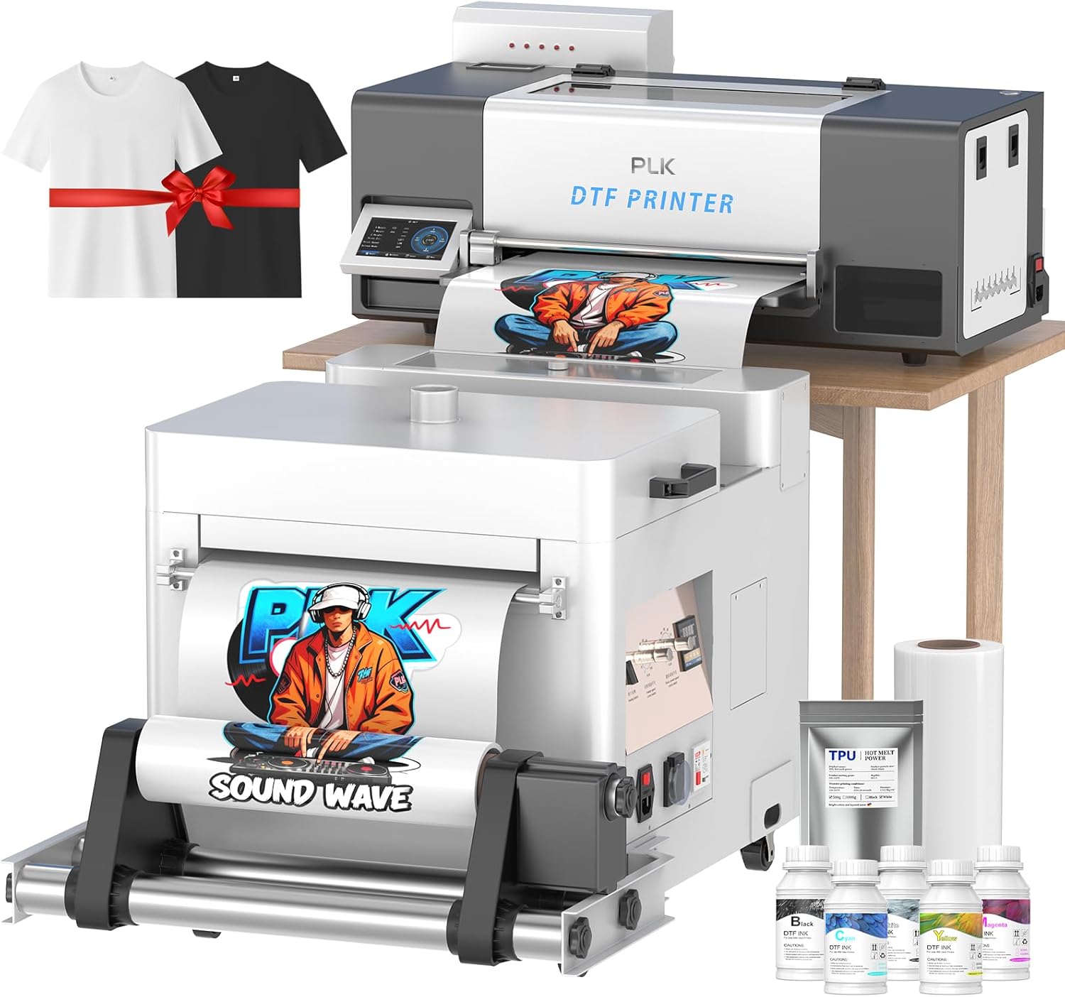 PLK Upgrade A3 Plus DTF Printer, XP600 DTF Printer with Shaker Dryer,Double-Speed,Auto-Cleaning & Dual White Ink System,Low Ink Alert,Diret to Film Machine Custom Garment Printing