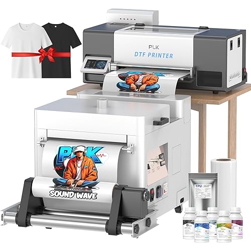 PLK DTF Printer A3,Upgraded XP600 DTF Printer, Double-Speed,Auto-Clean,Dual White Ink System,Low Ink Alert, A3 Transfer Machine for Apparel Printing(S13Printer+Shaker Dryer)