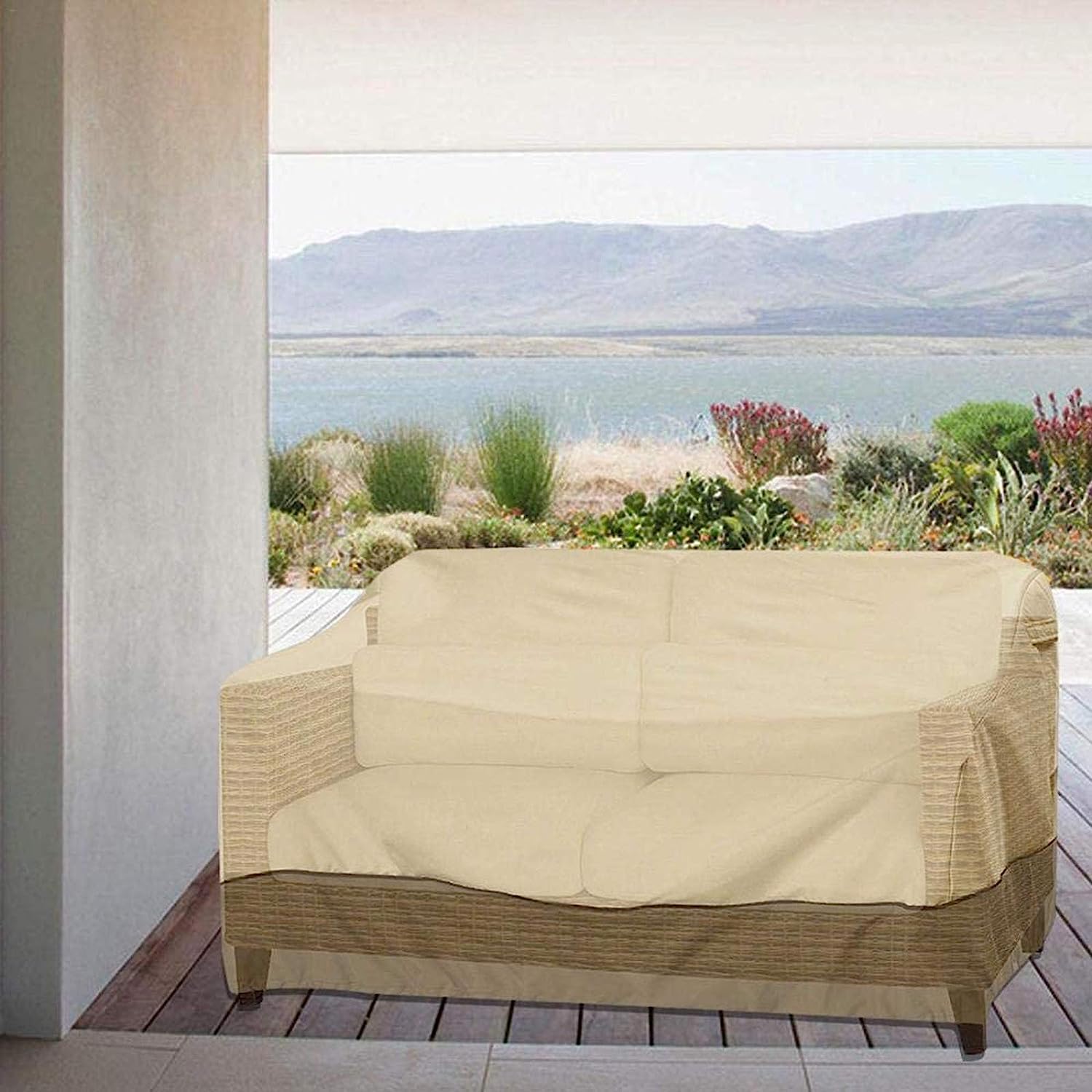 Copertura Divano Esterno Impermeabile, Copridivano Esterno, Copertura per Divano a 3 Posti Copertura di Panca Impermeabile Anti Vento Anti Polvere Copridivano da Giardino (147 x 83 x 79 cm)