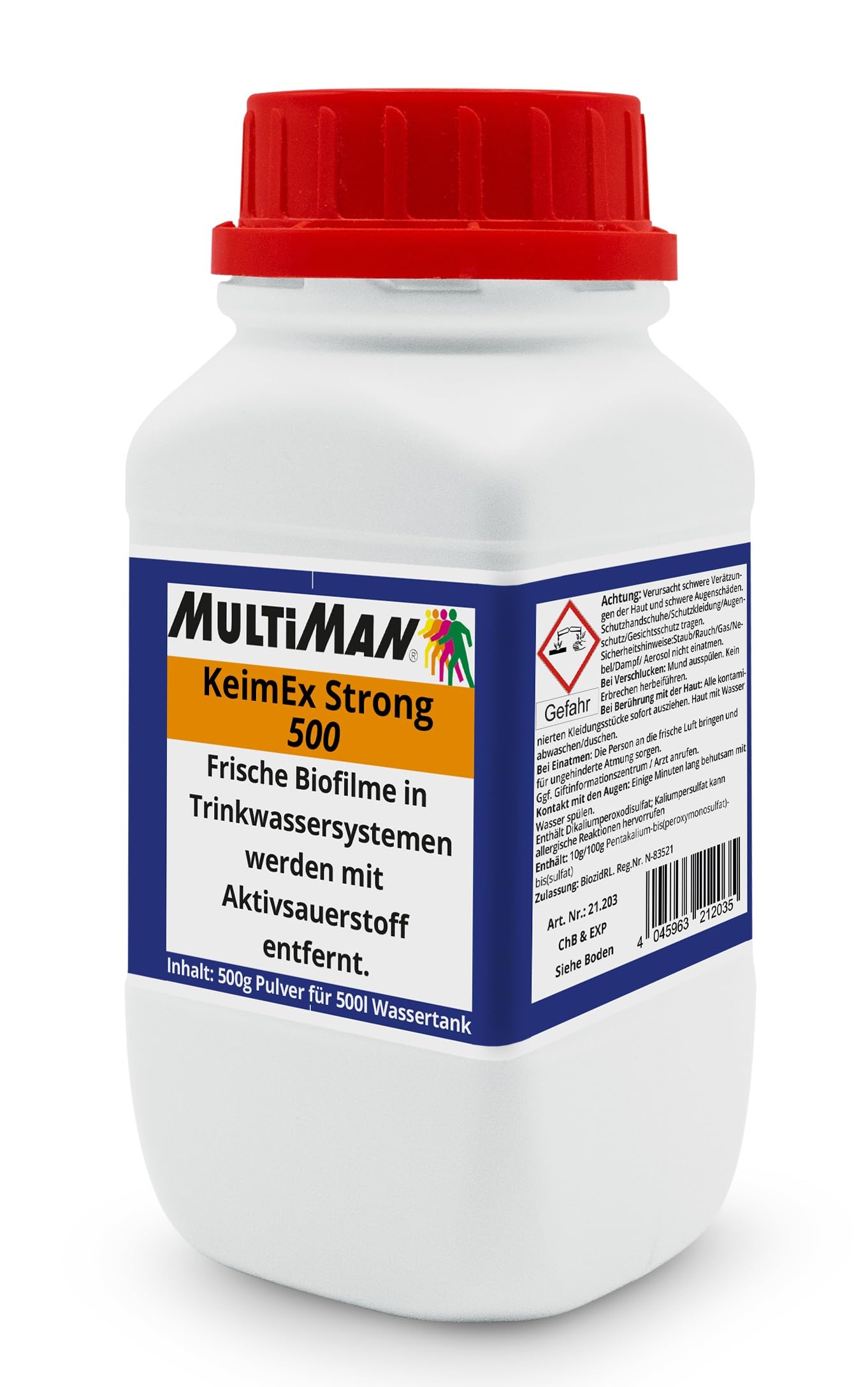 MultiNox® KeimEx Strong Pulver für Tanks ab 50-500 l - Inhalt: 500 g - Entfernt frische Biofilme in Trinkwasseranlagen von Caravan & Boot