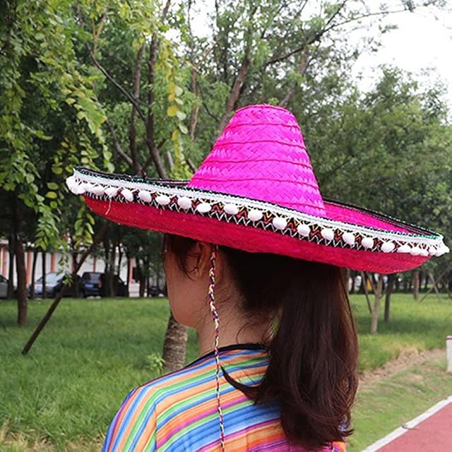 Foto 3 de 7 de Fituenly Sombrero Mexicano Sombrero De Paja Brillante Sombreros Fiesta Divertida Disfraz para Fiesta Carnaval…
