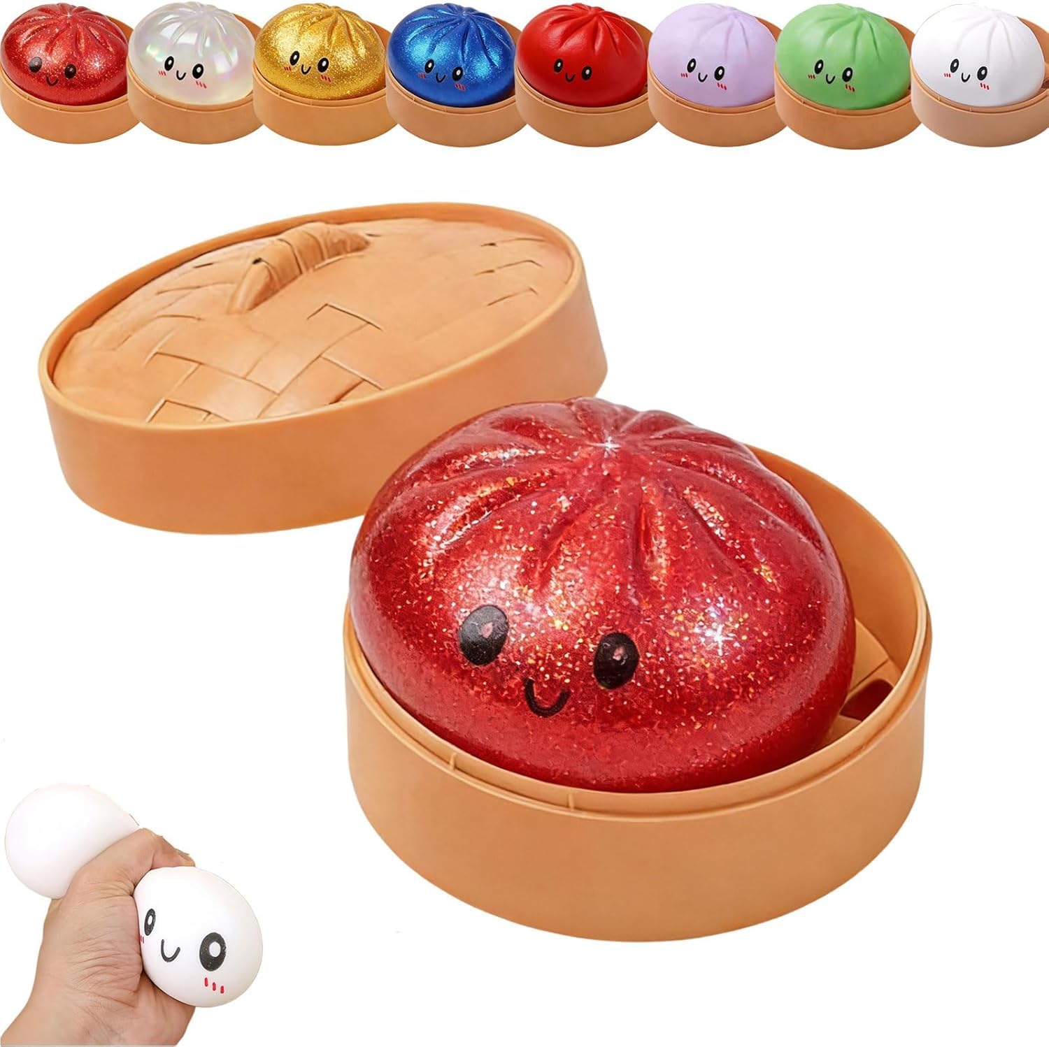 Dumpling Squishy Mystery Box – Viral Glitter Squishy Dumpling Toy, Surprise Mini & Giant Slow Rising Stress Relief Gift (Transparent Yellow) — view 15