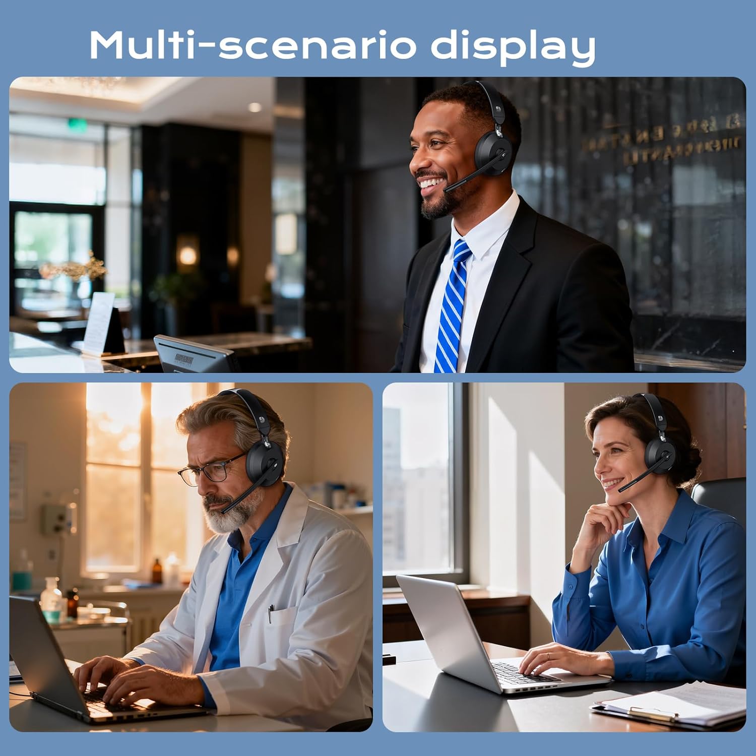 Wireless Headset with Mic for Work, Wireless Headphones with Mic (Noise Cancelling), Charging Base & Mute Button, Bluetooth Headset with Microphone with USB Dongle for Remote Work/Office/Zoom/Teams - Image 7