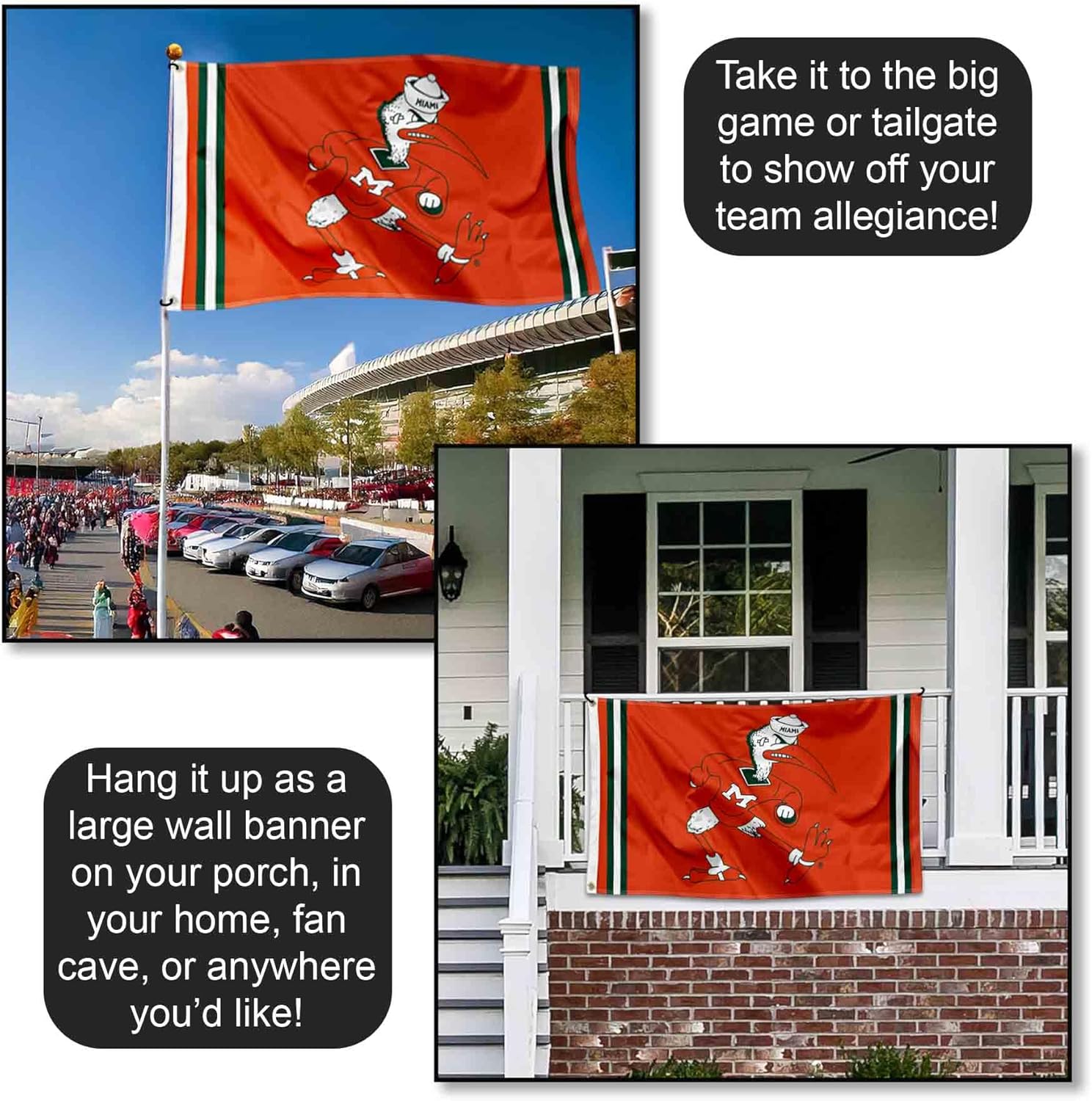 College Flags & Banners Co. Hurricanes Vintage Retro Throwback 3x5 Banner Flag
