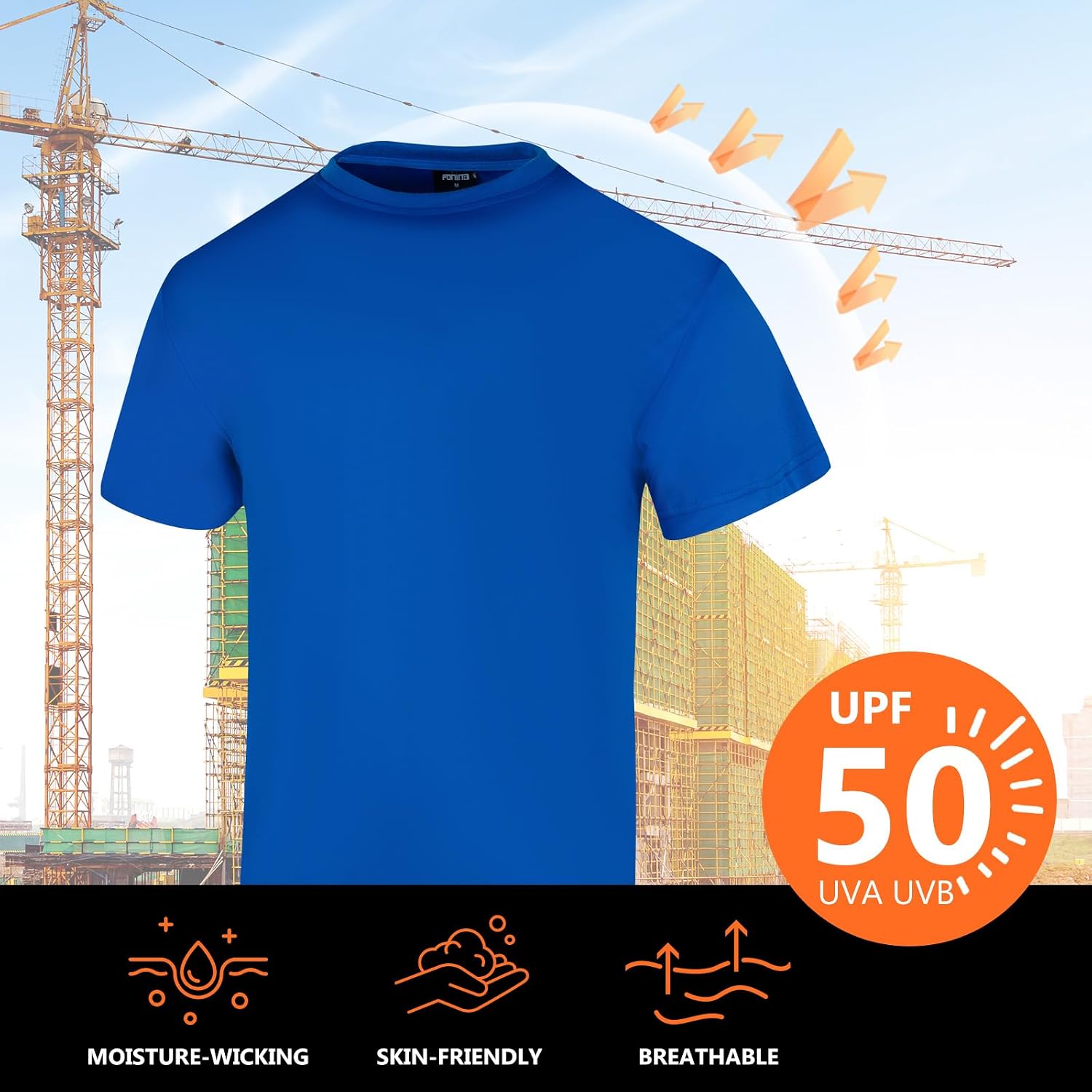 FONIRRA 3 Pack UPF 50+ Safety Shirts for Men Recycled Polyester High Visibility Short Sleeve Construction Work Hi Vis T Shirt