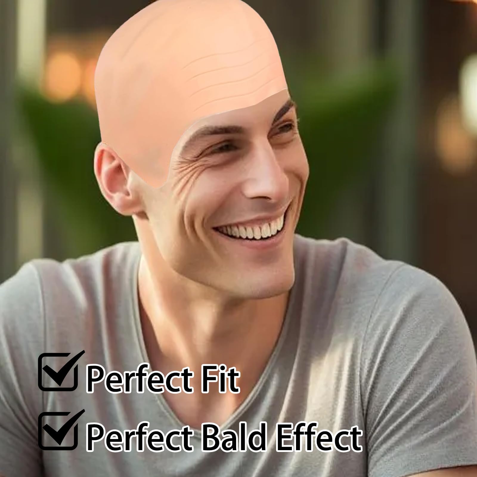 2 PCS Bald Cap Adult, Latex Bald Cap, Halloween Bald Cap, Bald Skin Thick Latex Head Cap, Makeup Latex Bald Head Wig Cap - Image 3