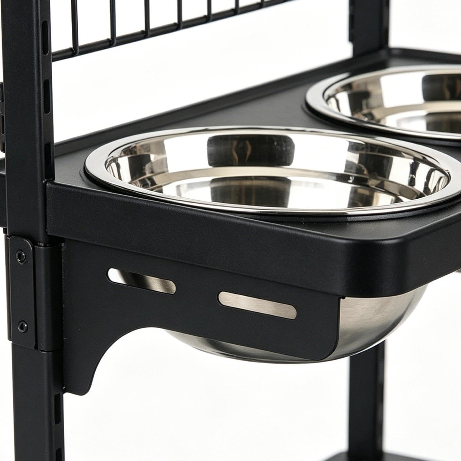 Doppio Portaciotole Per Cani Base Antiscivolo Sostegno Alimentazione | Supporto Rialzato Con 2 Ciotole In Acciaio Per Cucina Balcone Giardino Cortile Acqua Brodo Di Ossa Yogurt