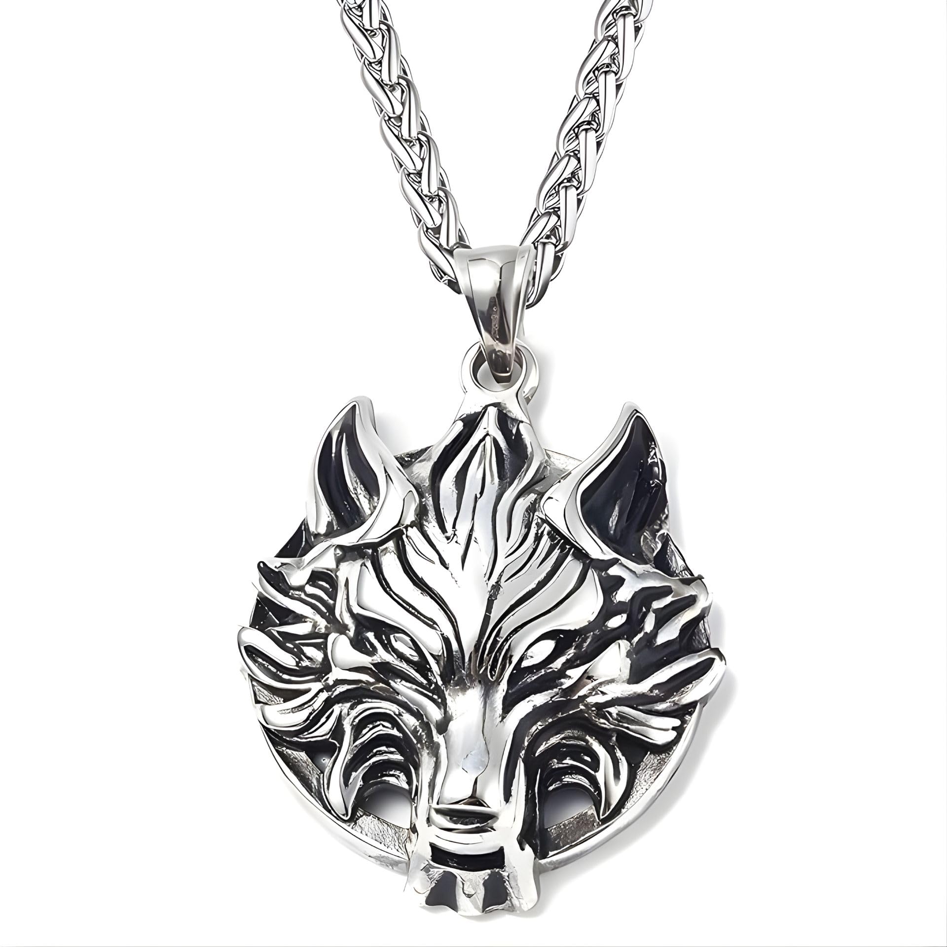Stainless Steel Antique Silver Finish 'The Regal Wolf Emblem' Hip-Hop Pendant Necklace With Chain For Men And Boys | Rugged Macho Style Bold Biker Statement Jewellery For Daily, Club, Party Use & Gifting (NK1511) 1Pc-image-24