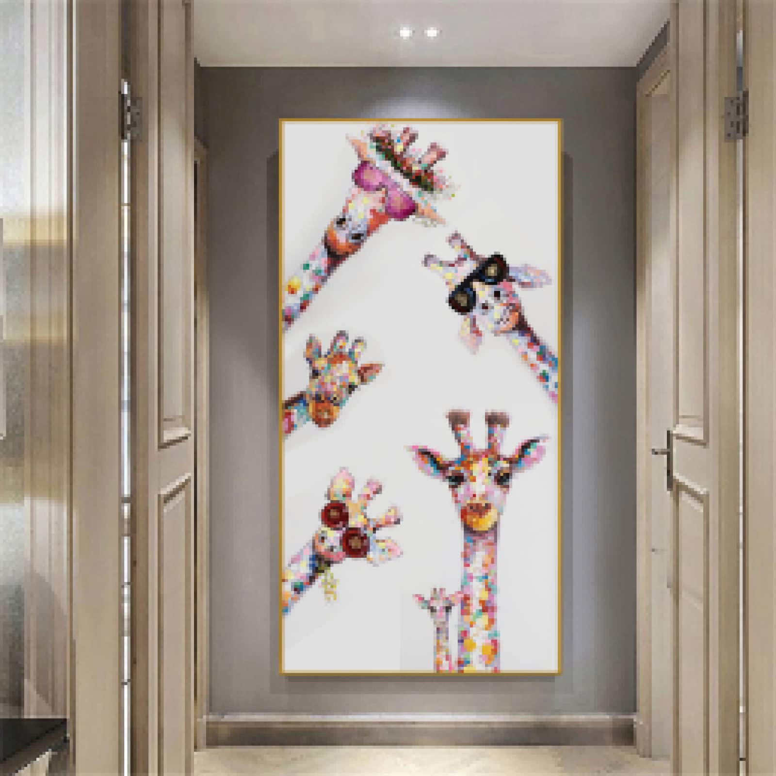 Peinture Girafe Multicolore 50x100 | Solution Déco Murale Grand Format - 8
