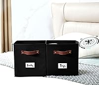 Vista 9 de DECOMOMO Storage Cubes, 13x13x13 Storage Cube Bins with Labels, Fabric Organizer Bins (13" / 6pcs, Black)