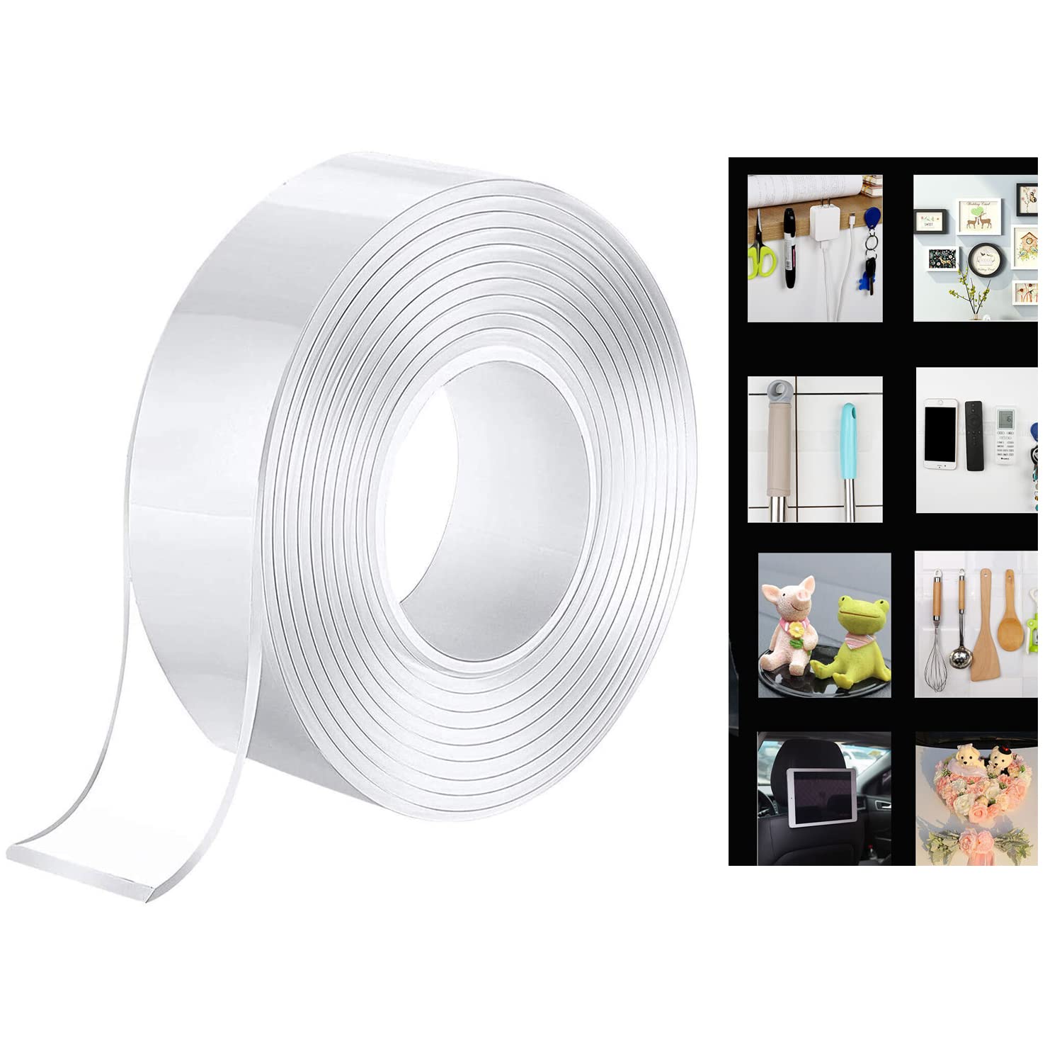 Clear Nano Double-Sided Grip Tape - 5 Meters Long, Removable & Washable, No Residue