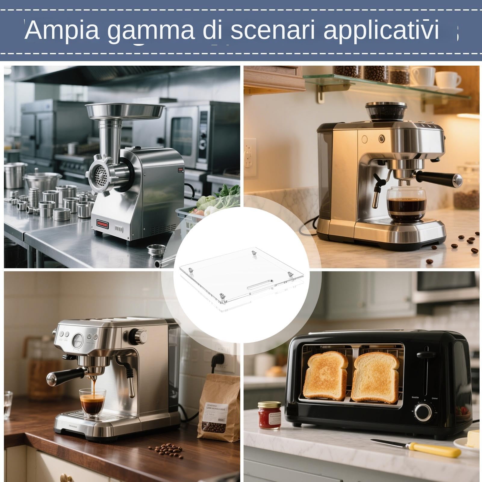 Vassoio Scorrevole per Macchina del Caffè | Vassoio Scorrevole In Acrilico Per Caffettiera Con Ruote In,Organizzatore Macchine Casa Cucina 35x33cm Per Impastatrici Piano - Tostapane Macchina