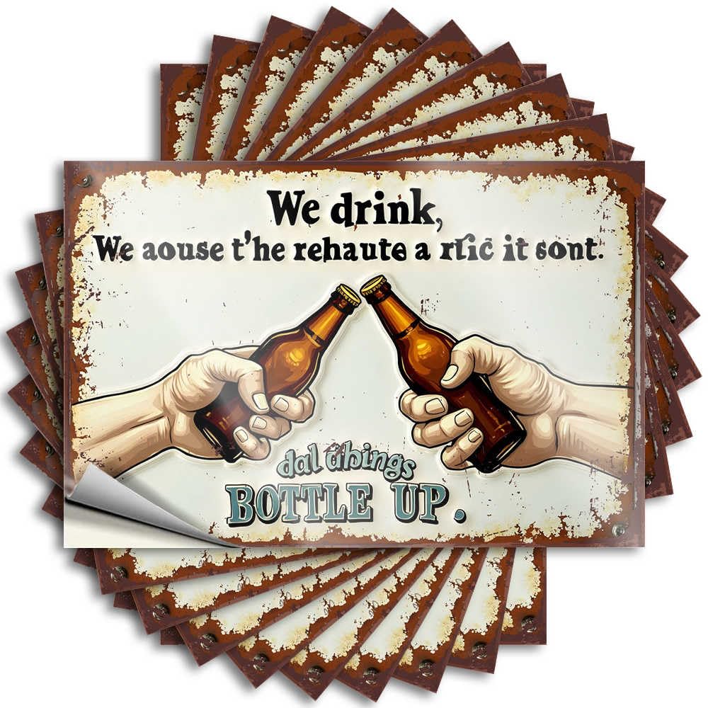 Fzfn Colour Bar Cart Decor Window Tattoo | Cheers To Drinking: A Fun Twist On A Familiar Phrase Metal For Taupe Decor(6X9cm)