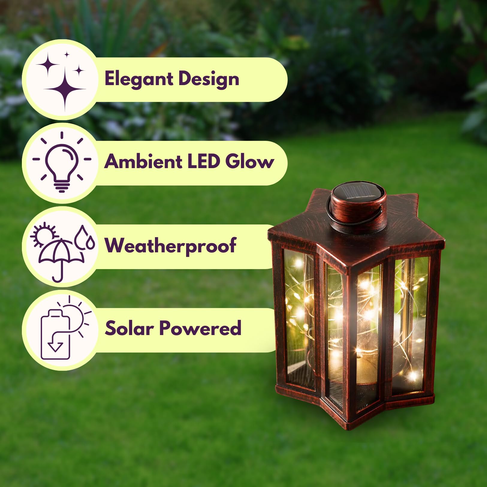 Marco Paul Glühwürmchen-Sternlaterne – Solarbetriebene Dekoleuchte Mit Feuerfliegen-Effekt, 31,5x19,5x19 Cm, Für Garten & Wohnung