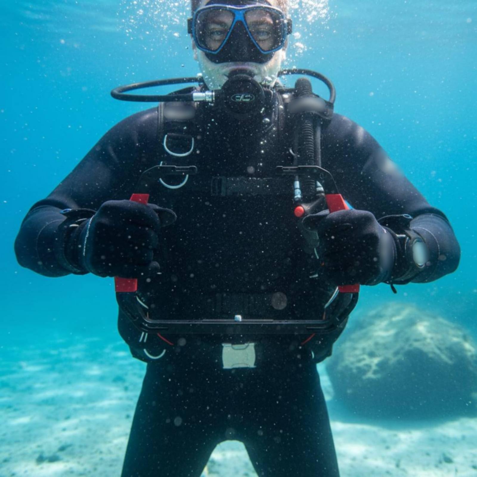 perfeclan Montura para Cámara de Buceo Soporte Accesorio Empuñadura Mango Jaula Subacuática Estructura Ligera Control Mejorado Agarre de Silicona Adecuada para
