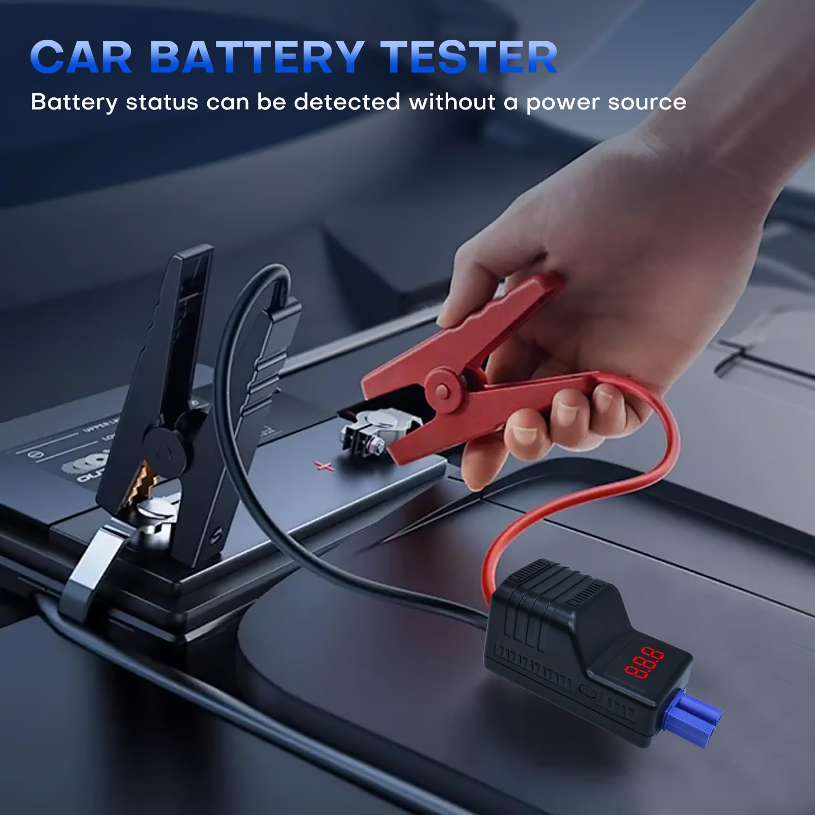 Pinces de démarrage intelligentes, EC5 Heavy Duty pour démarreur Automobile, câbles de Remplacement Pinces Crocodiles avec écran LCD Intelligent pour démarreur de Voiture 12 V 10 AWG Fil
