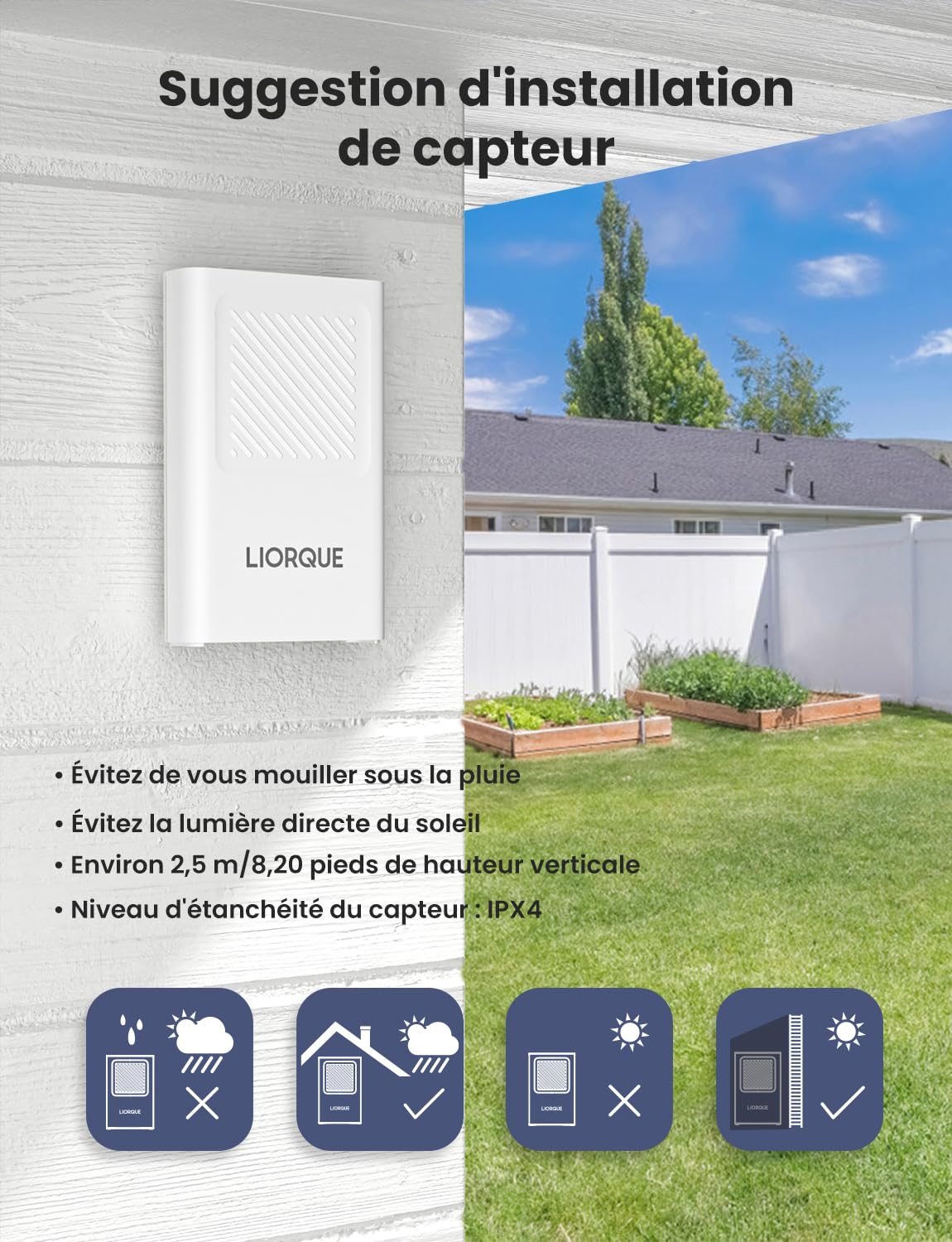 LIORQUE Station Météo Sans Fil Avec RCC, Thermomètre Hygromètre Baromètre Intérieure Extérieure Température Prévisions Météorologiques, LCD Ecran Rétro éclairage Horloge Numérique Alarme Snooze