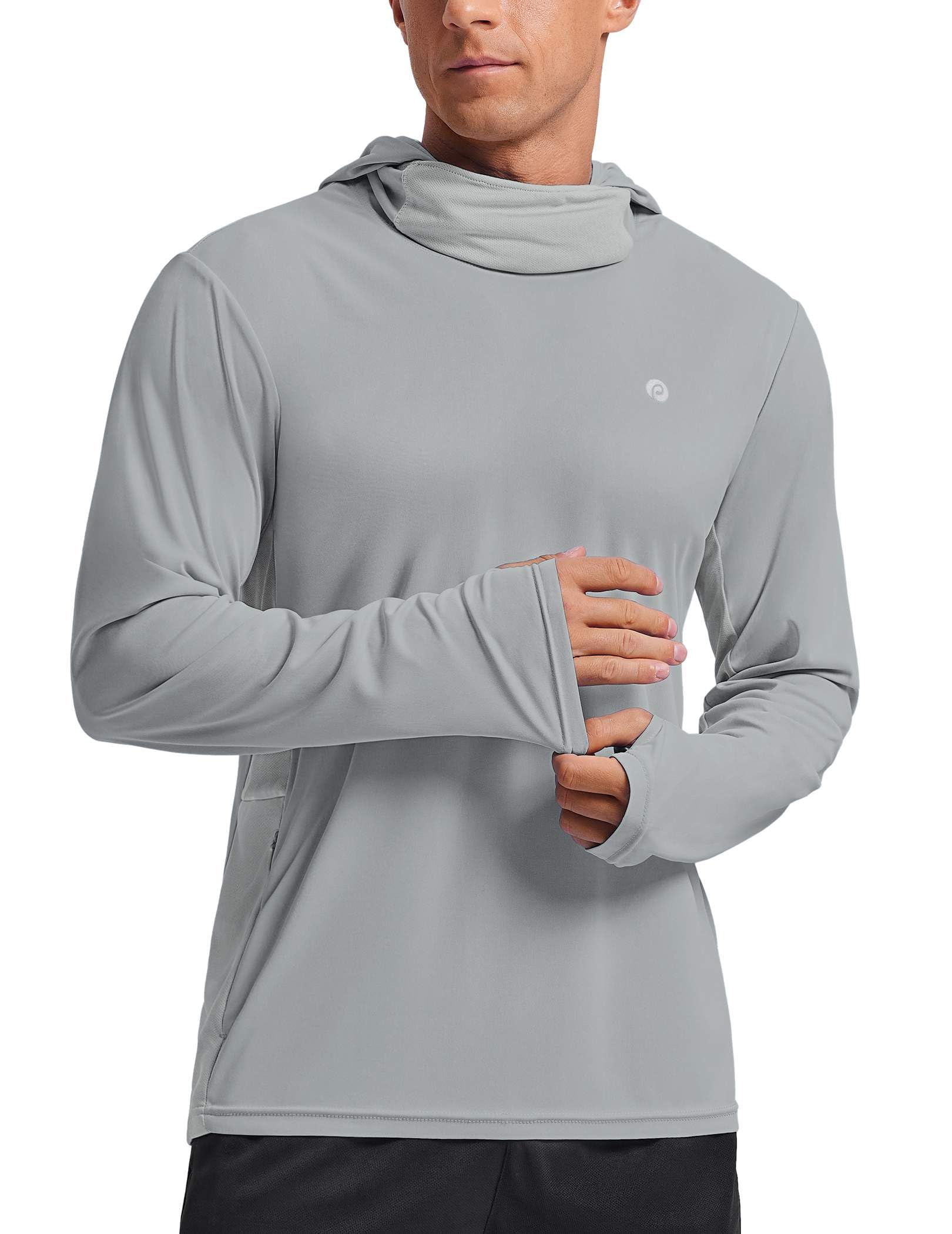 PINSPARK Men's UPF 50+ Sun Protection Hoodie with Mask Long Sleeve Fishing Shirt