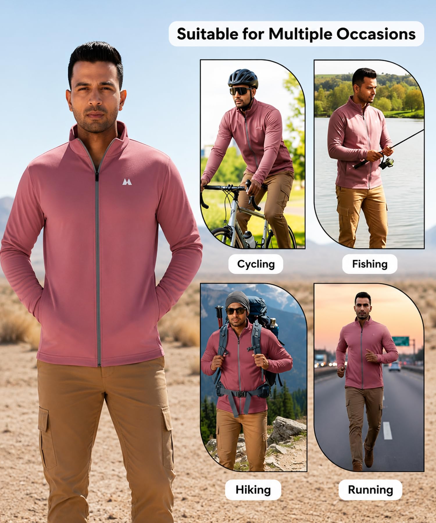 Nysini Sun Protection Jacket Men| Sunscreen UV Protection Jacket for Mens Travel,Sports,Gym &Trekking Lightweight Stylish Jackets for Men's Winter Casual Wear (IN, Alpha, XL, Mauve) 2