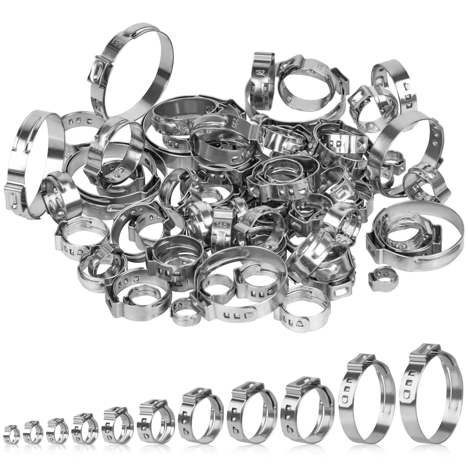 MISPIRE 25-Pack Single Ear Hose Clamps, 304 Stainless Steel, 31.4-34.6mm Stepless Clamps For Automotive & Plumbing - View #4