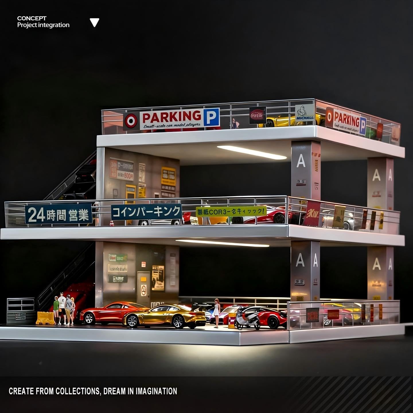 1:64 Scale car Model Display Stand. Die-cast car Display Cabinet Suitable for Hot Wheels, Matchbox, and Similar Vehicles.（Japanese-Style Setting） (Light Gray)