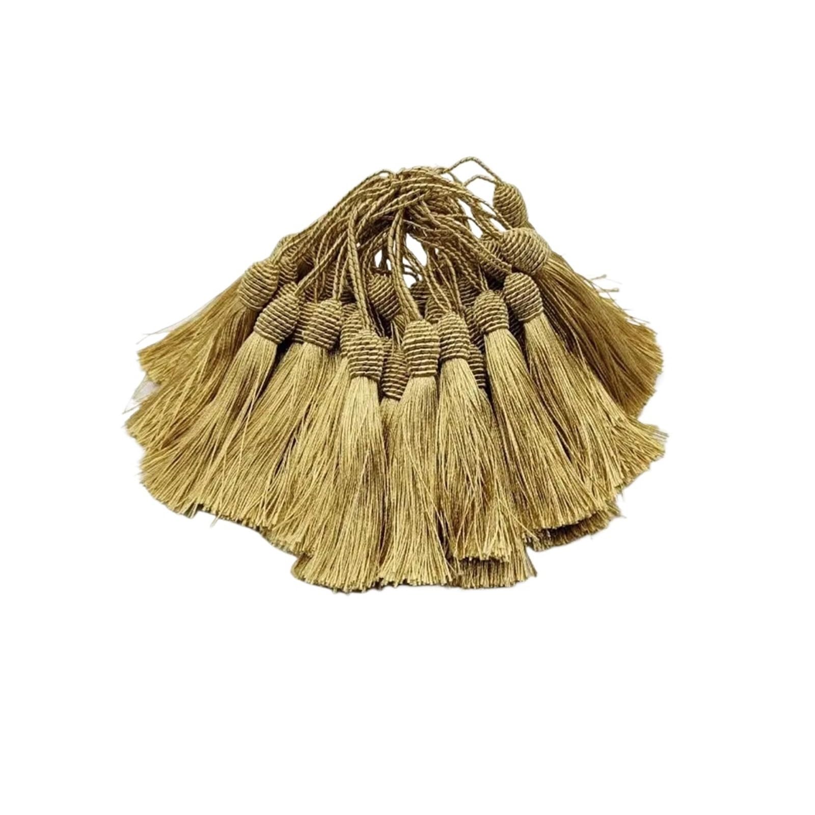 20PCS Gold Tassels Floss 15CM Bookmark Tassel With Cord Loop DIY Craft Home Decoration For DIY Craft(Gold)