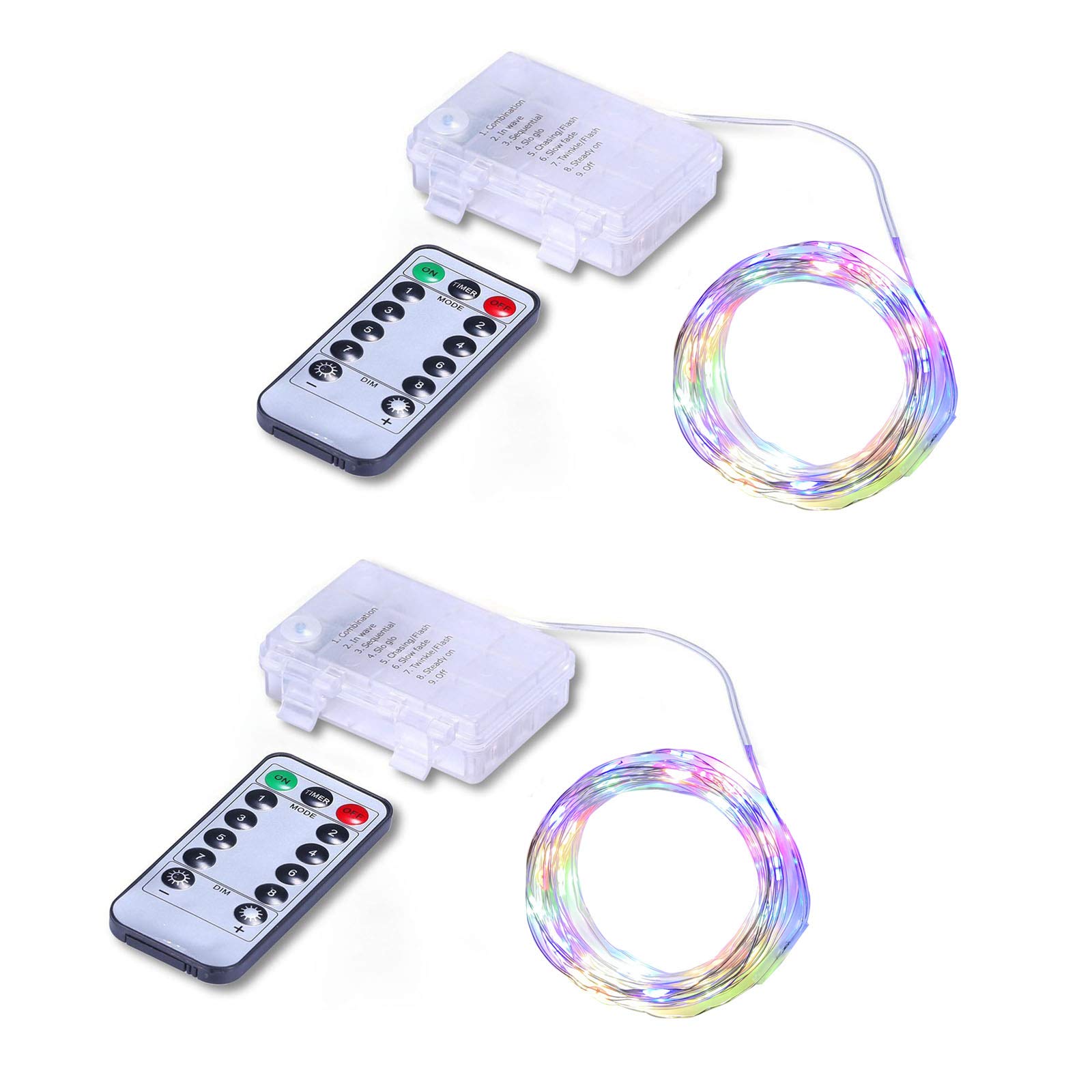Photo 1 of 2 Pack Fairy Led String Light Battery Powered -16.4ft 50 LEDs Multicolour with Remote Control-Waterproof Decorative Lights for Bedroom, Patio, Backyard,Christmas, Party, Wedding, Outdoor Decoration 5m Multicolour-Battery Powered